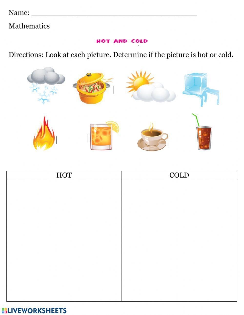 Free Printable Hot And Cold Worksheets