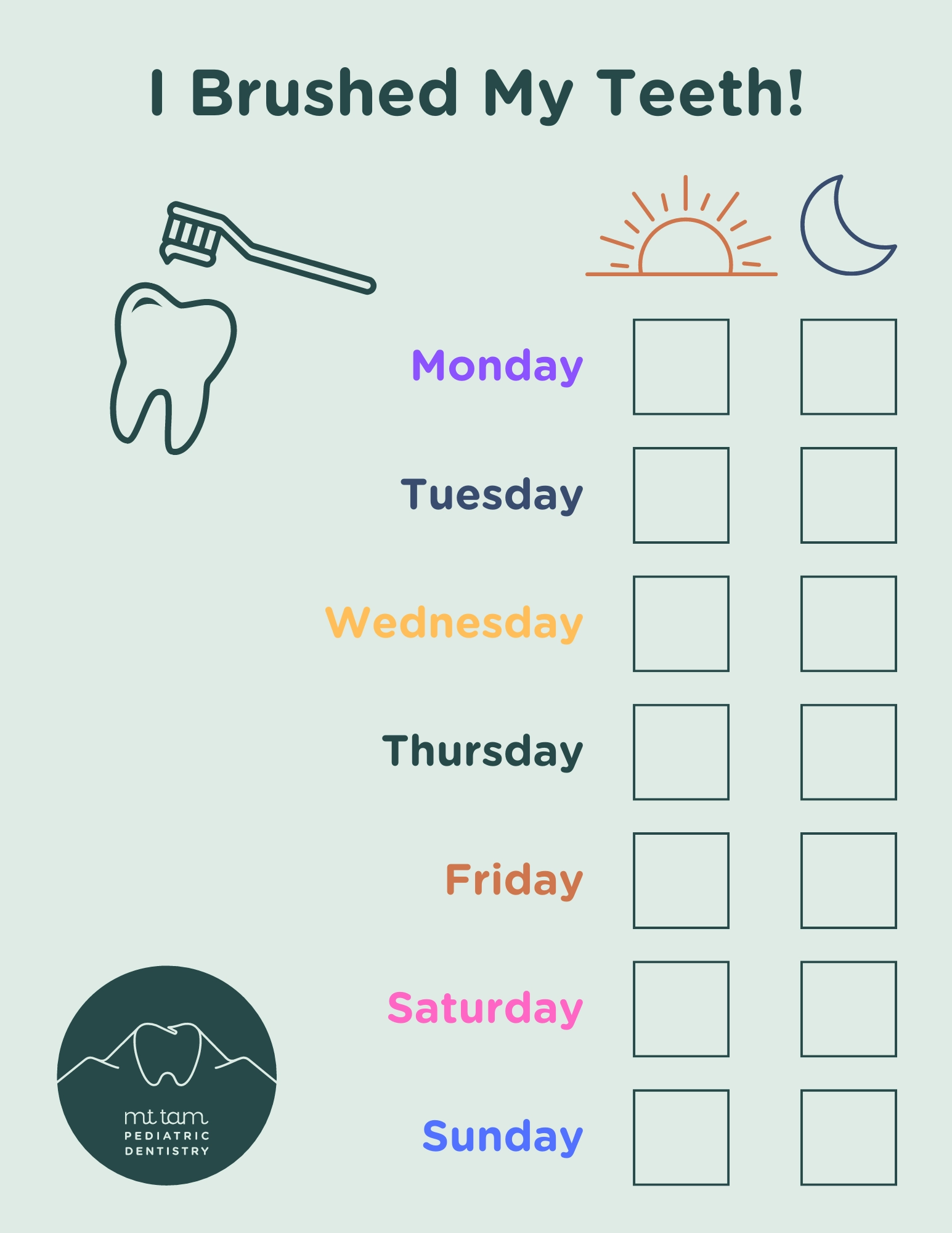 Printable Brush Your Teeth Chart