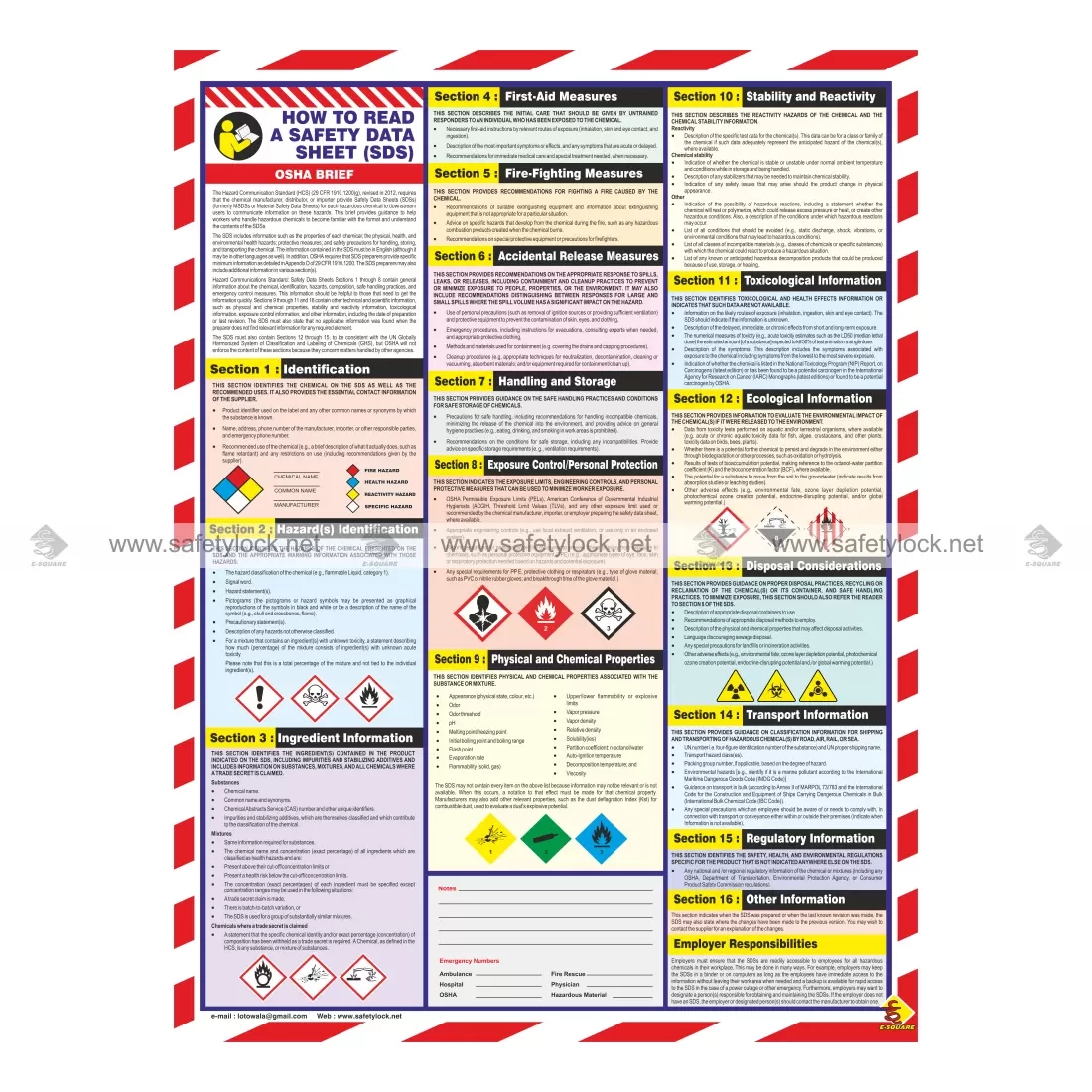 How To Read A Safety Data Sheet SDS HazCom Safety Poster