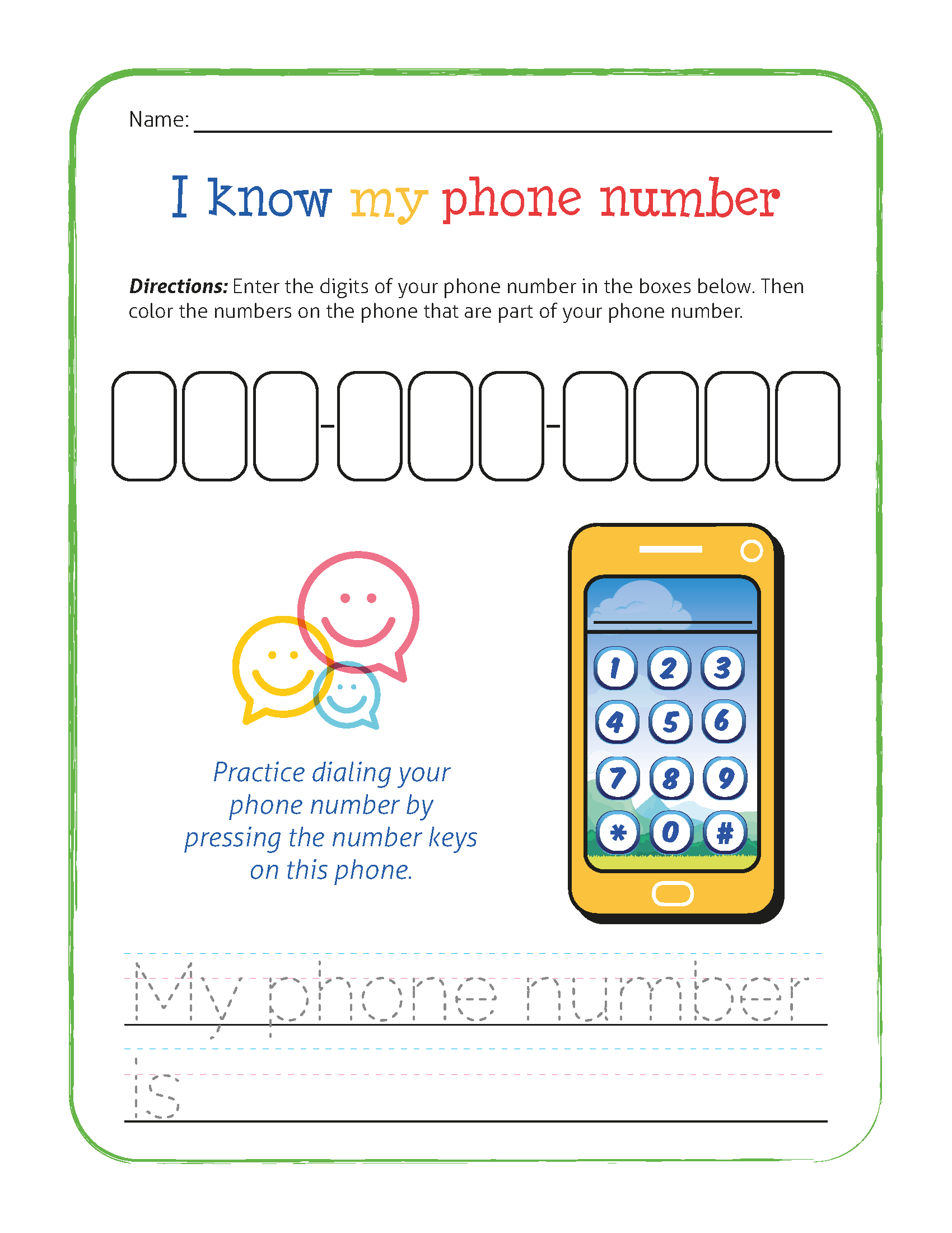I Know My Phone Number Worksheet Gift Of Curiosity
