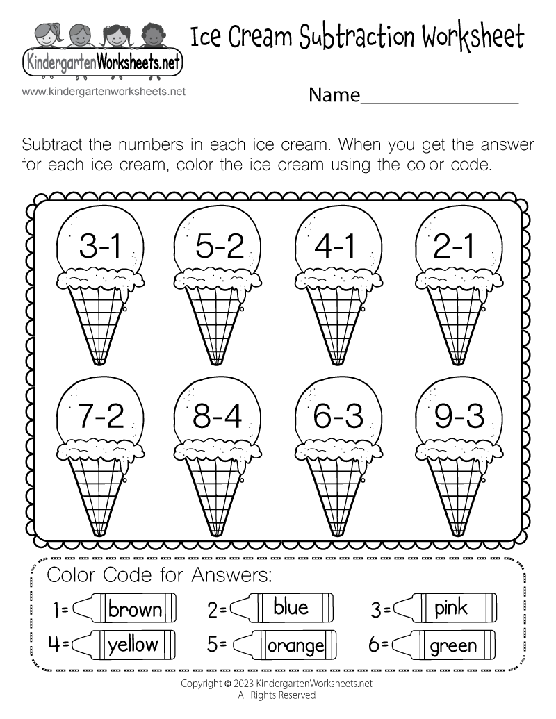 Free Printable Kindergarten Math Worksheets Subtraction