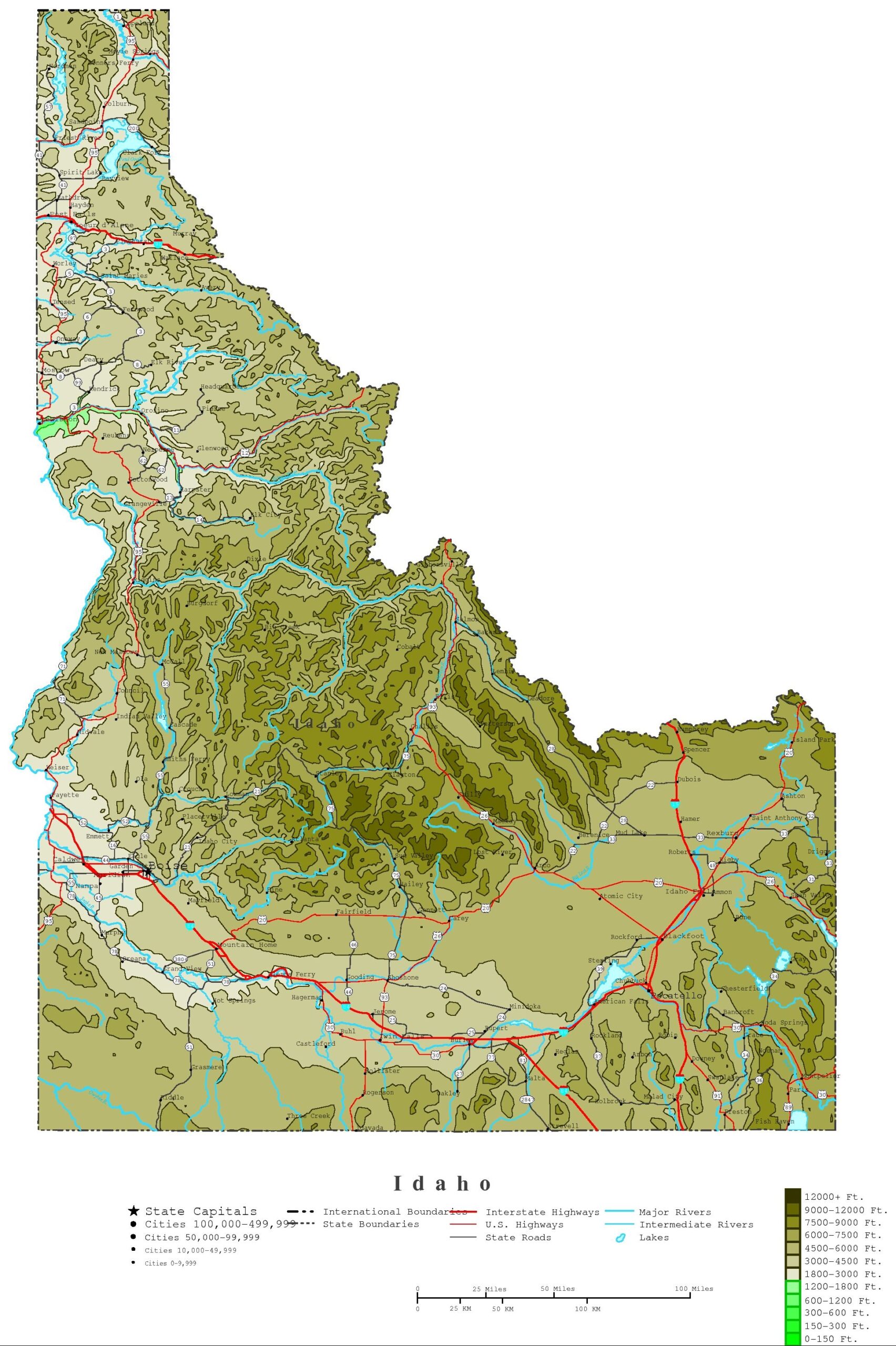 Idaho Contour Map