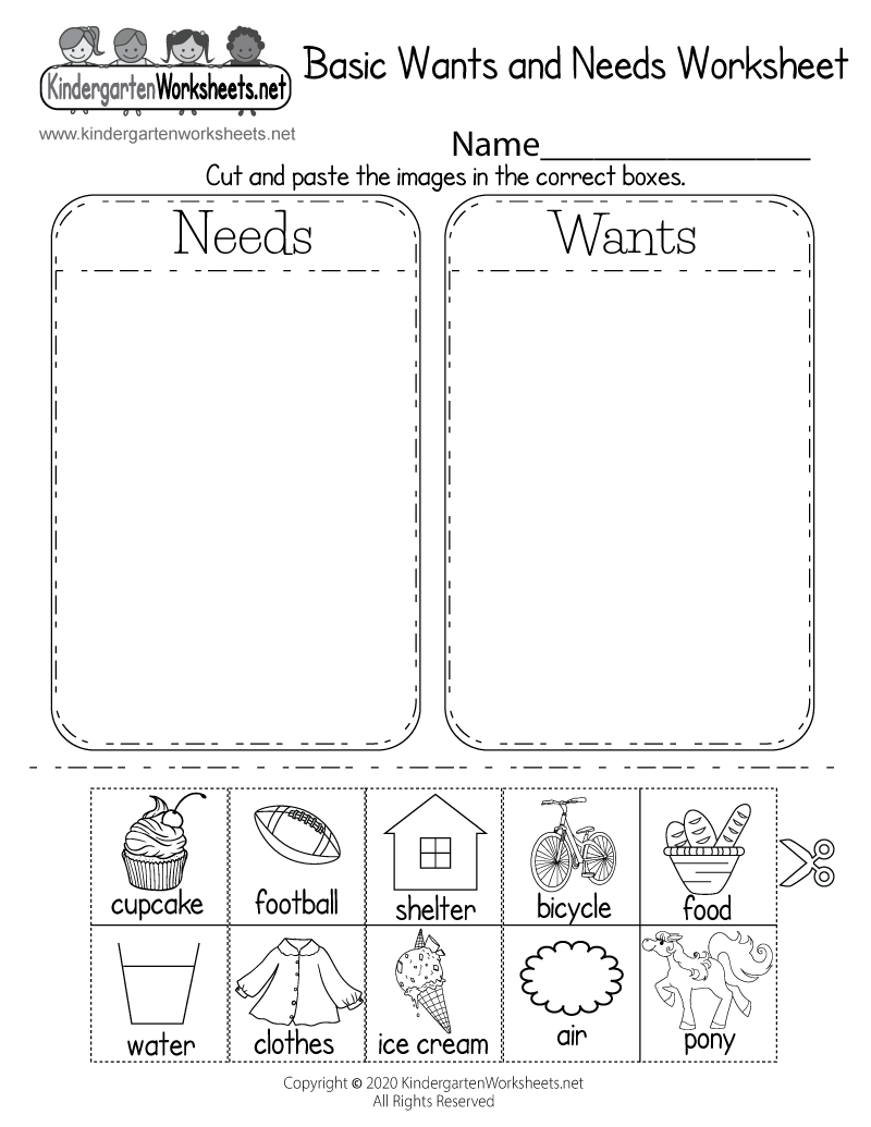 Free Printable Wants Vs Needs Worksheet