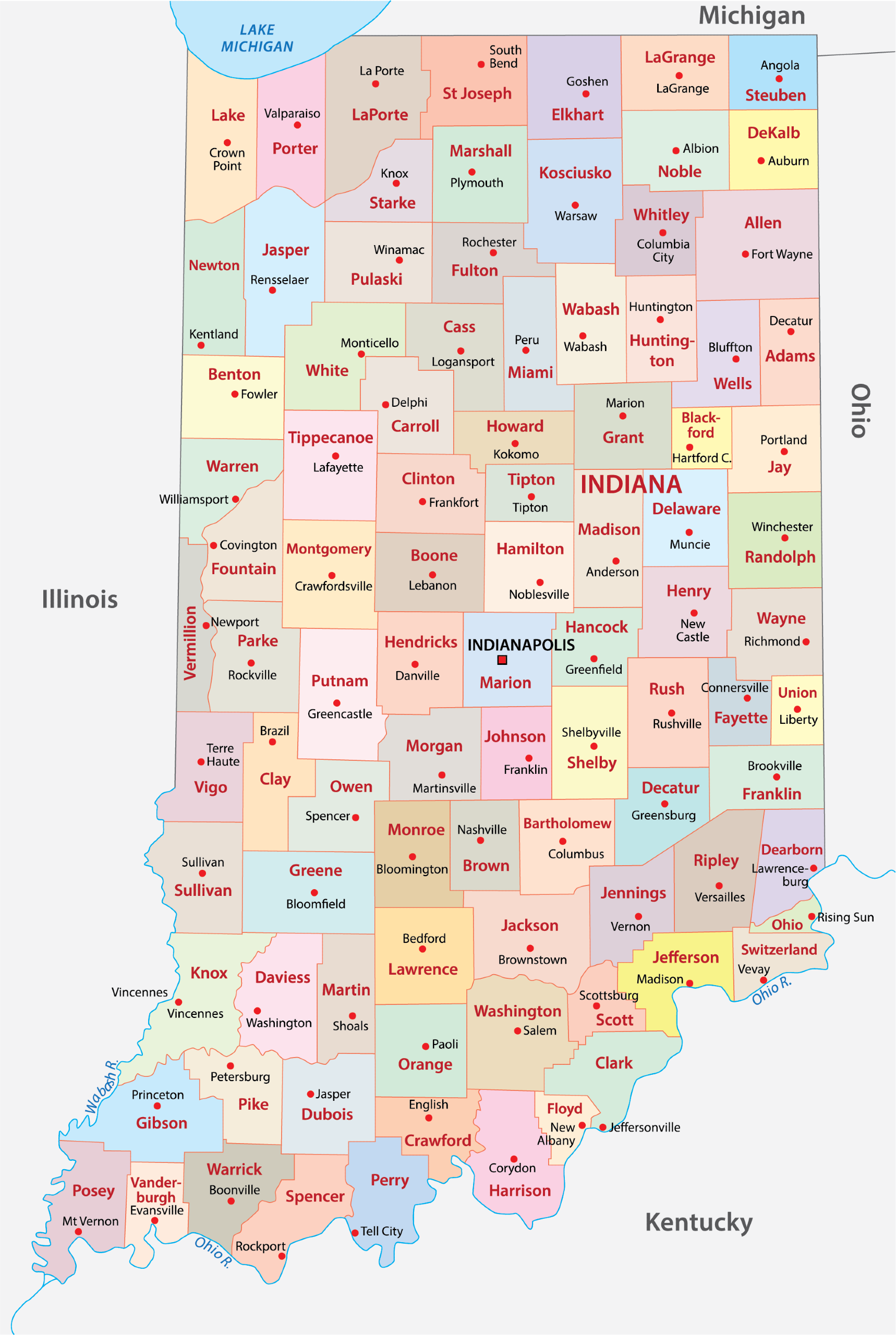 Indiana Map Of Counties Printable Indiana Map Of Counties Printable