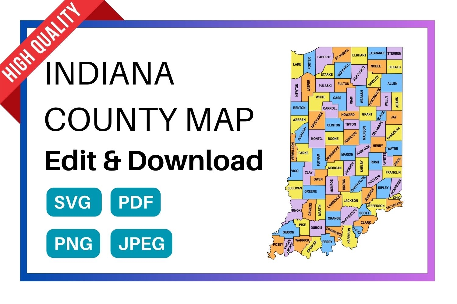 Indiana County Map Editable Printable State County Maps Indiana County Map Editable Printable State County Maps