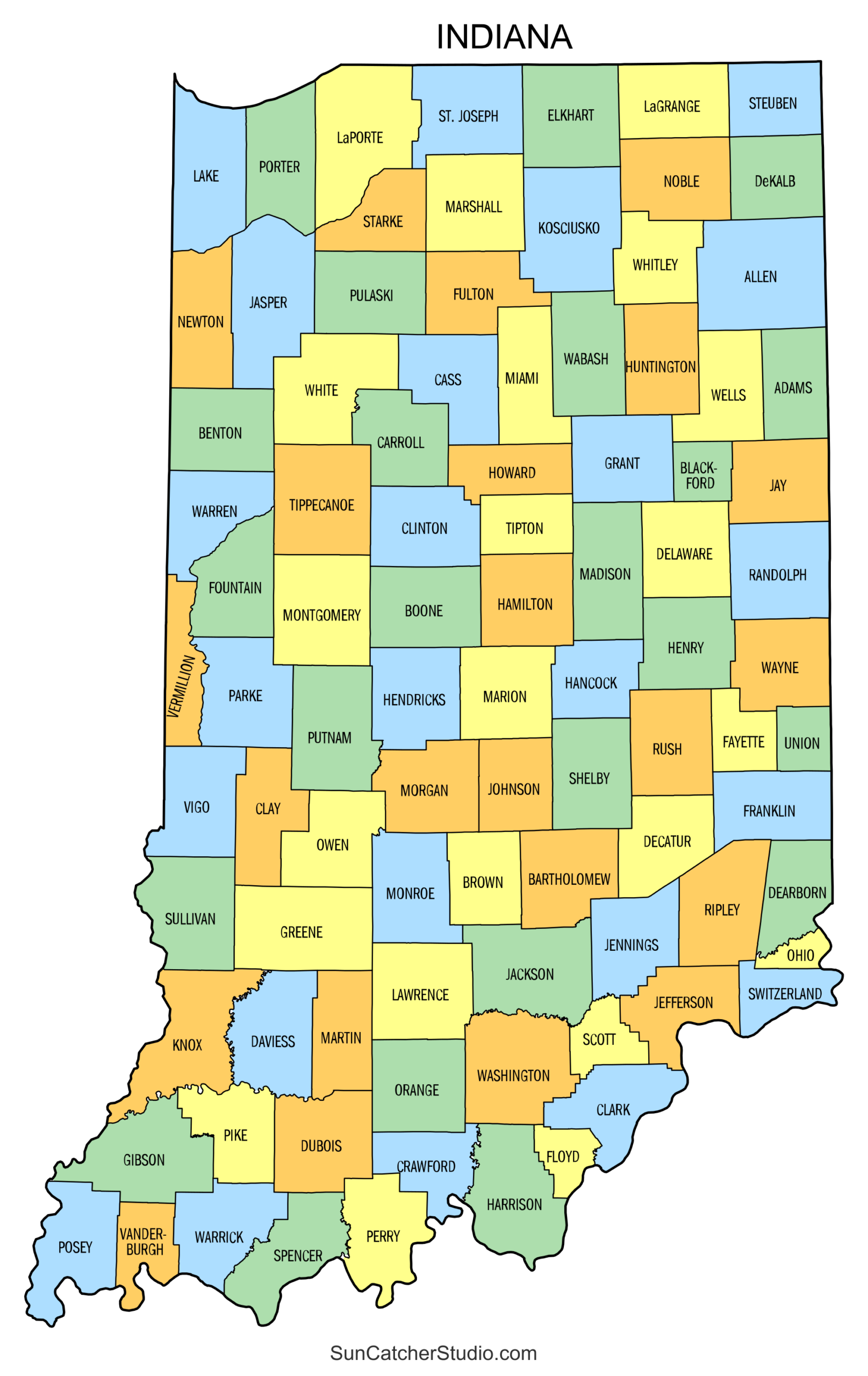 Indiana Map Of Counties Printable