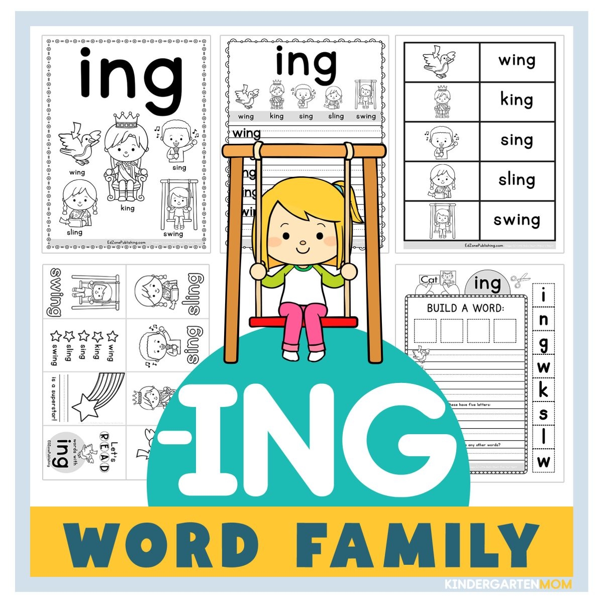 ING Word Family Worksheets Kindergarten Mom