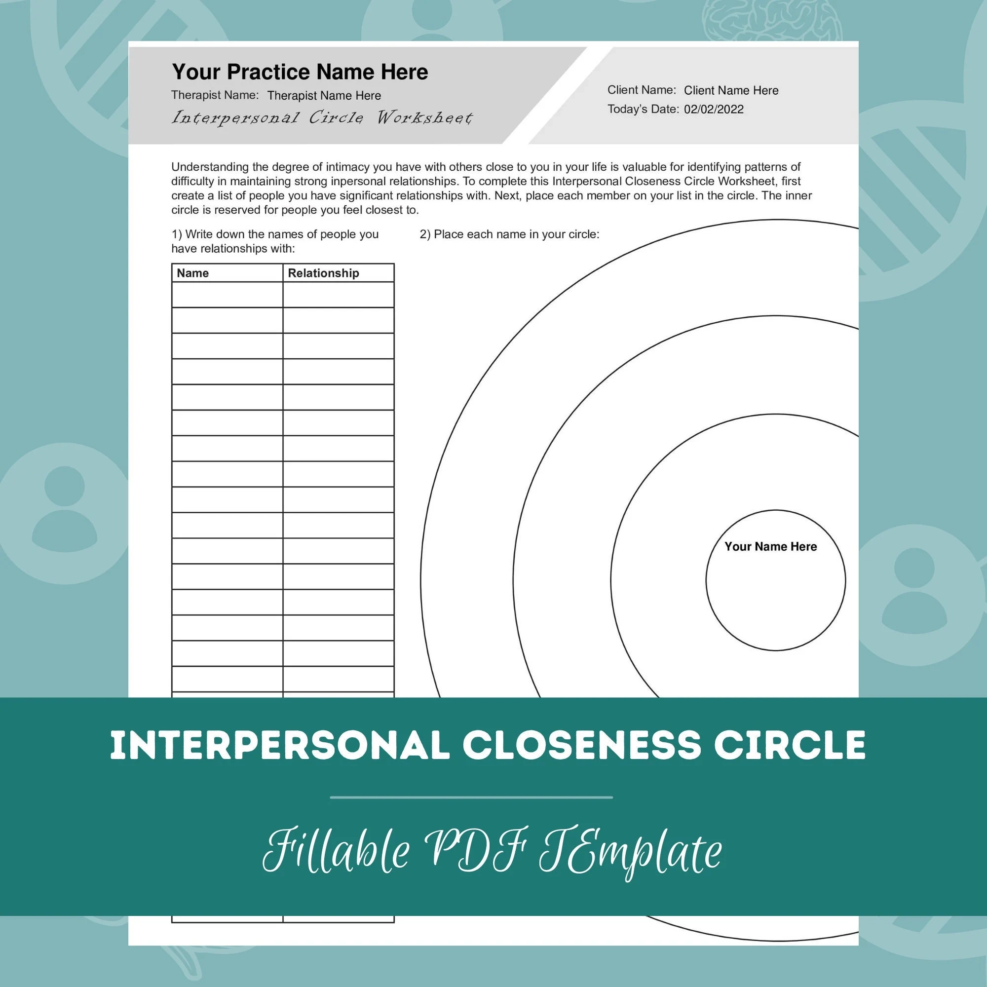 Printable Interpersonal Therapy Worksheets