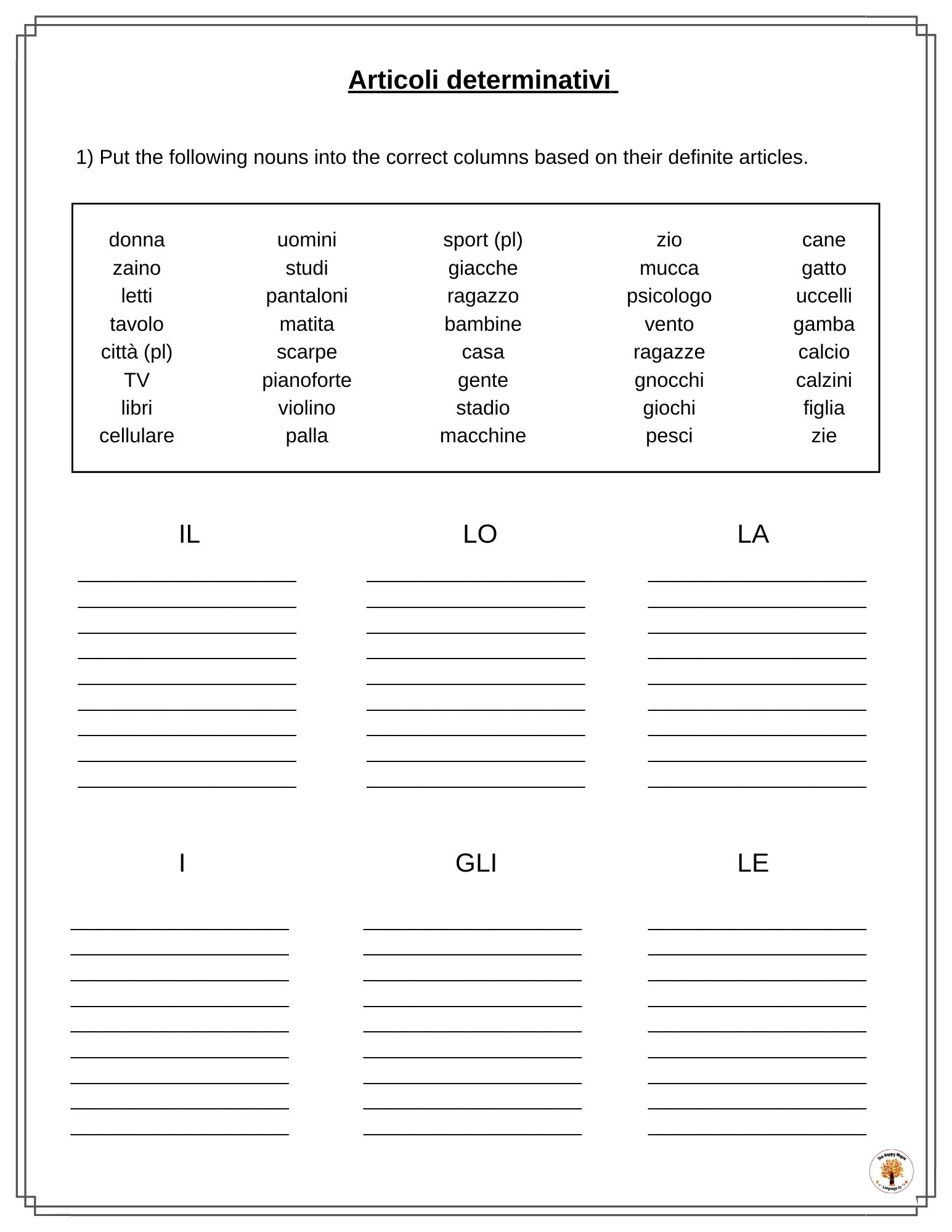Printable Italian Worksheets Printable Italian Worksheets
