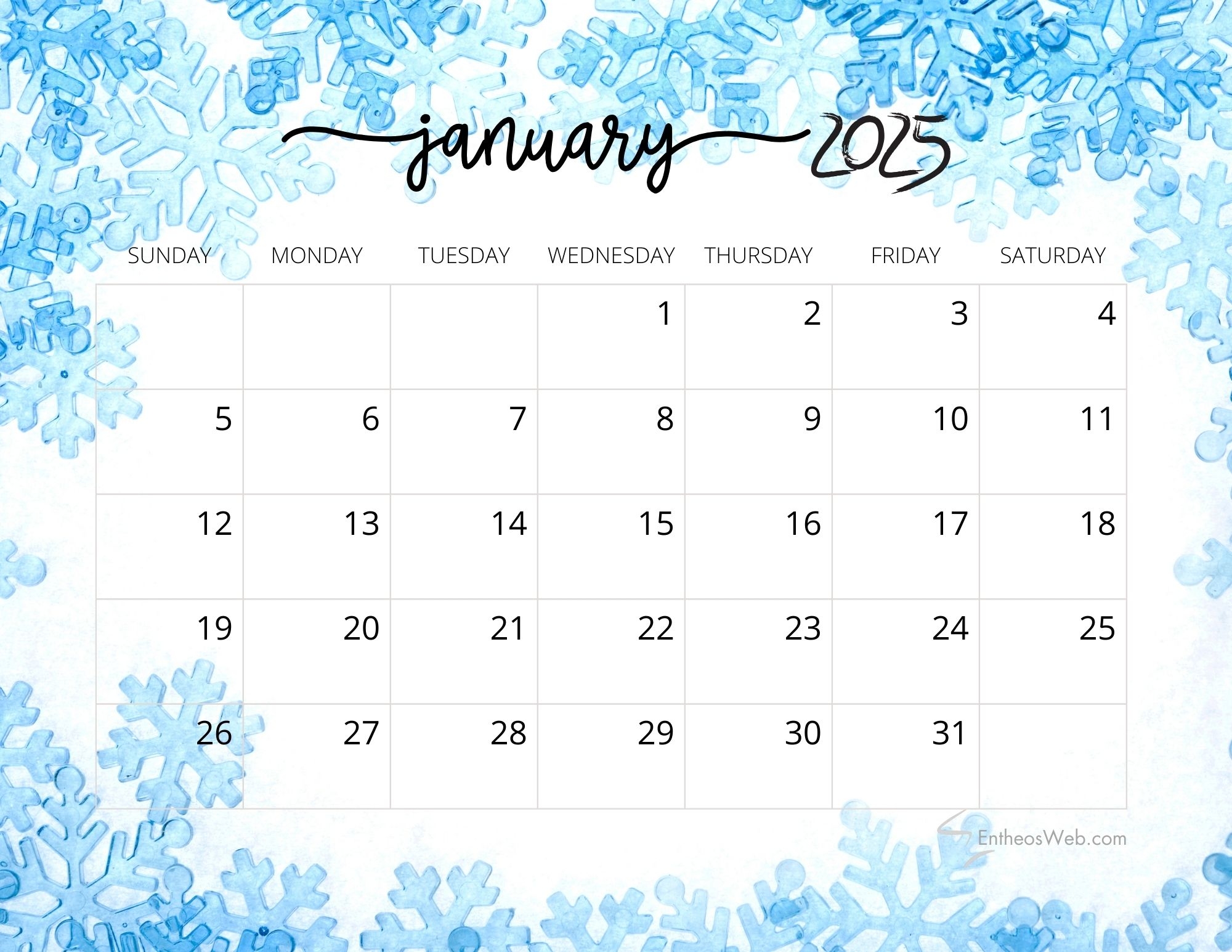 January 2025 Calendars EntheosWeb