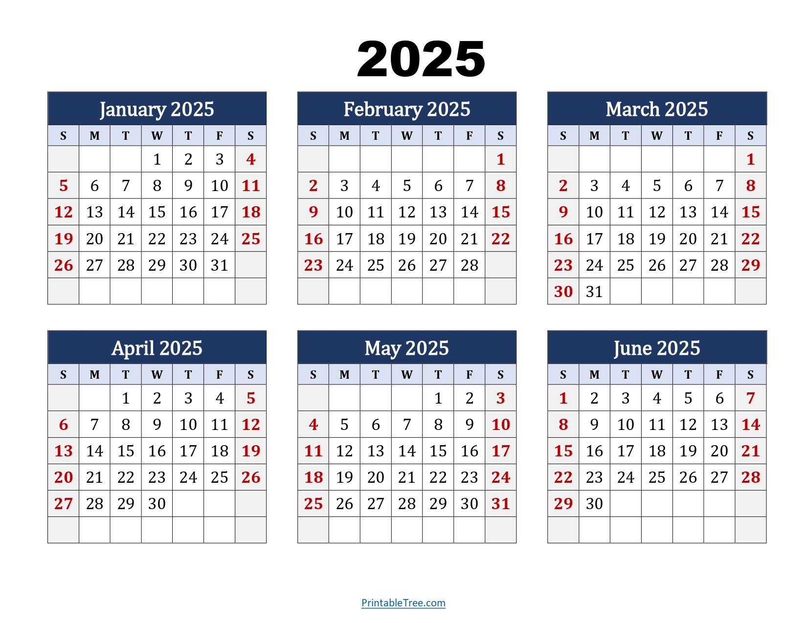 January To June 2025 Calendar Printable PDF Si Months Calendar January To June 2025 Calendar Printable PDF Si Months Calendar
