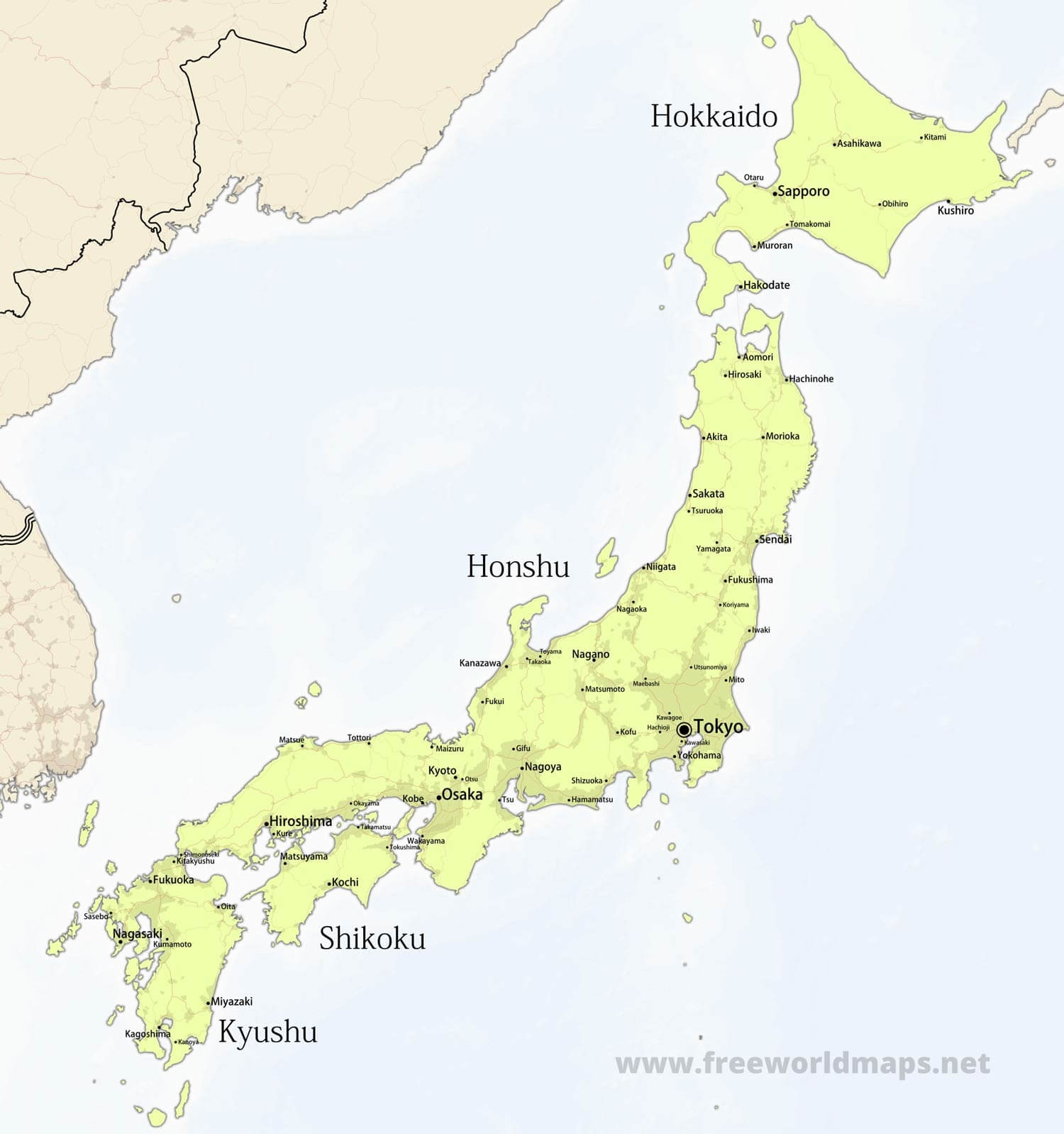Printable Map Of Japan With Cities
