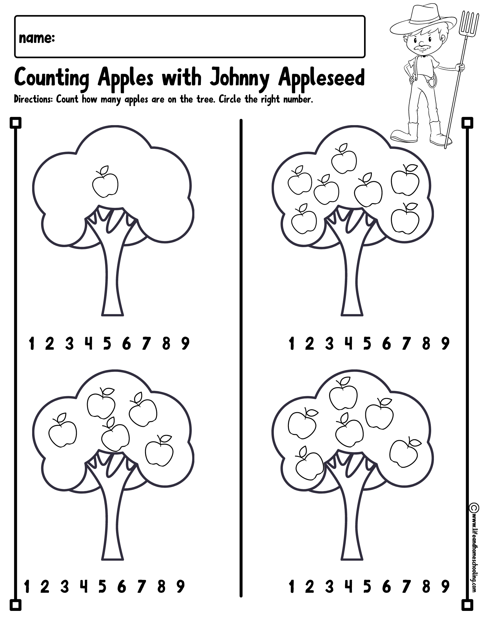 Printable Johnny Appleseed Worksheets
