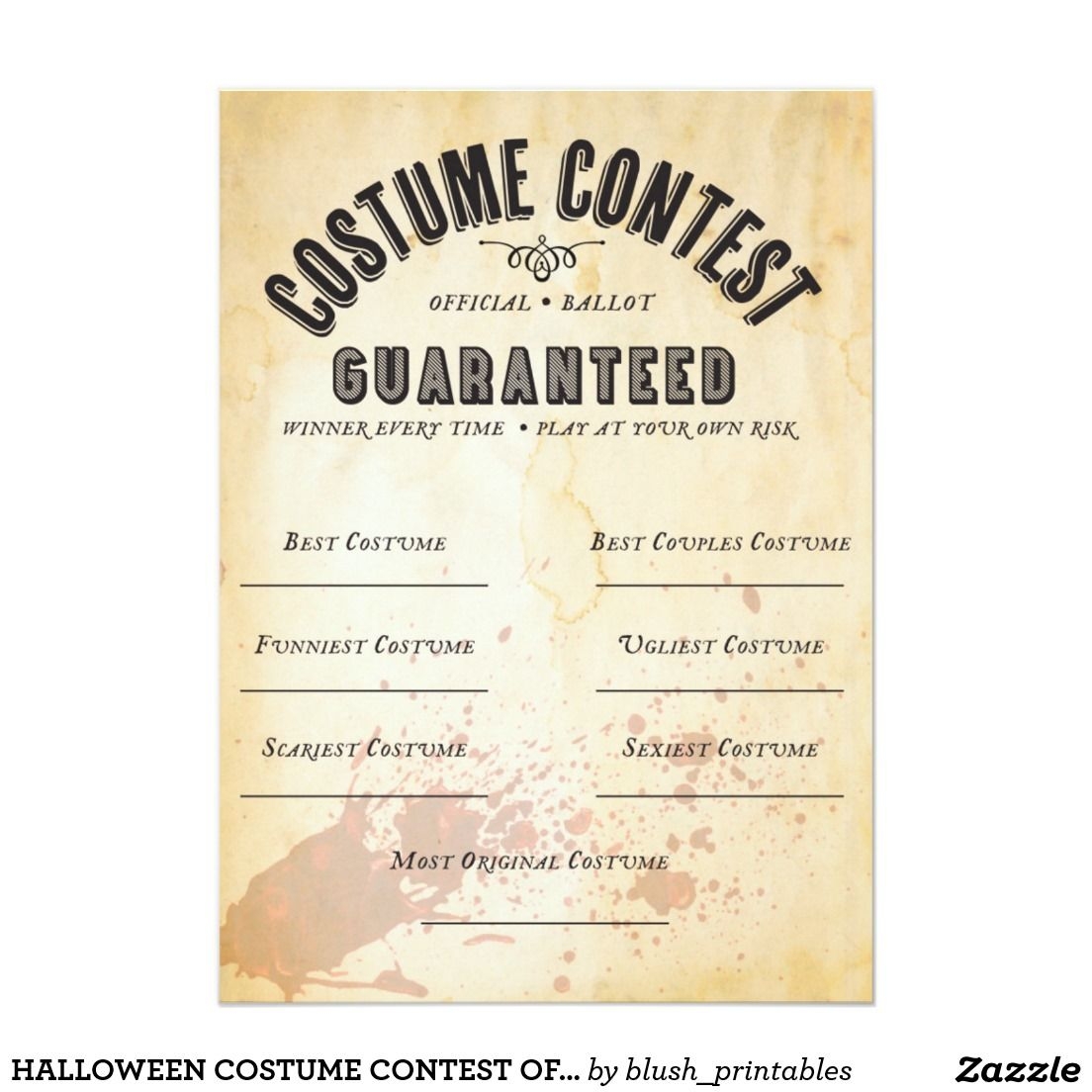 Judging Sheet Halloween Costume Contest Categories