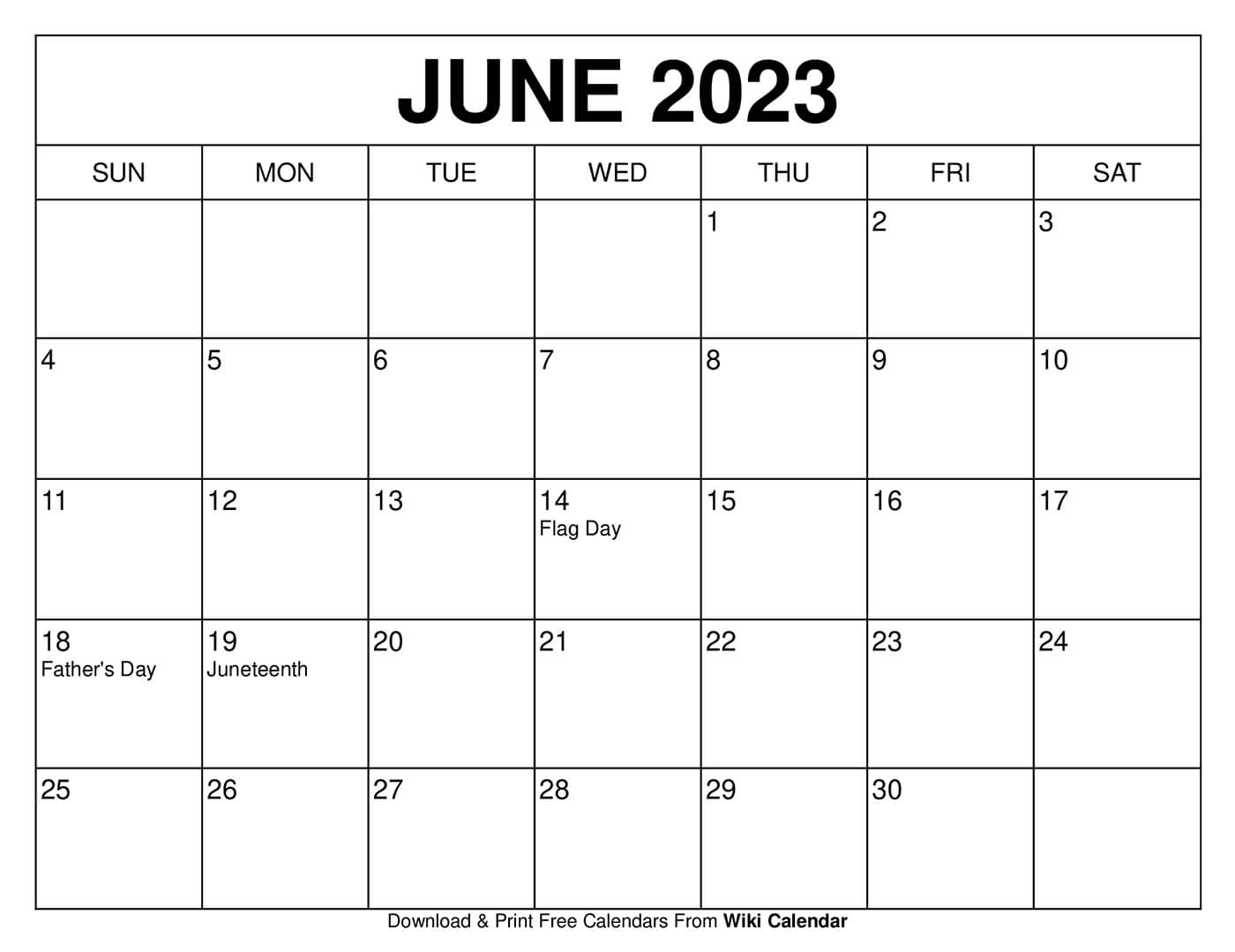 June Printable Calendar Pdf