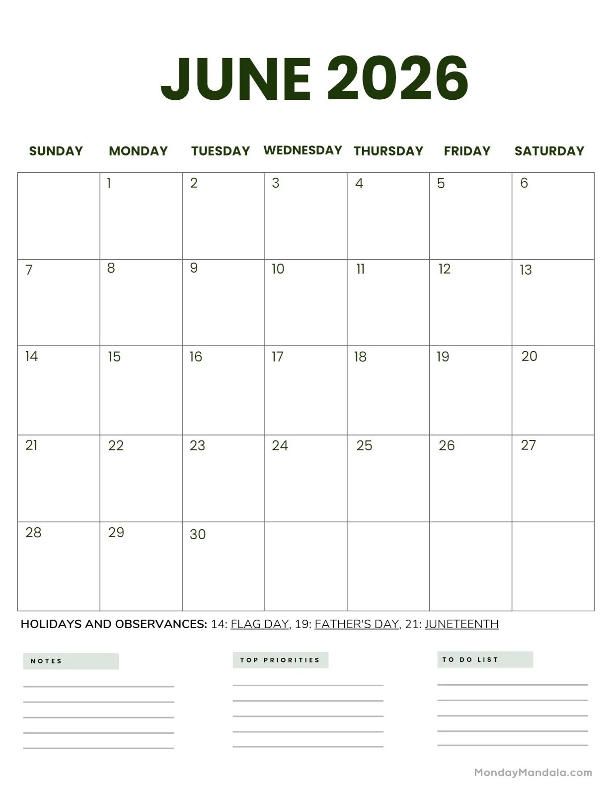 June 2026 Calendars 52 Free PDF Printables 