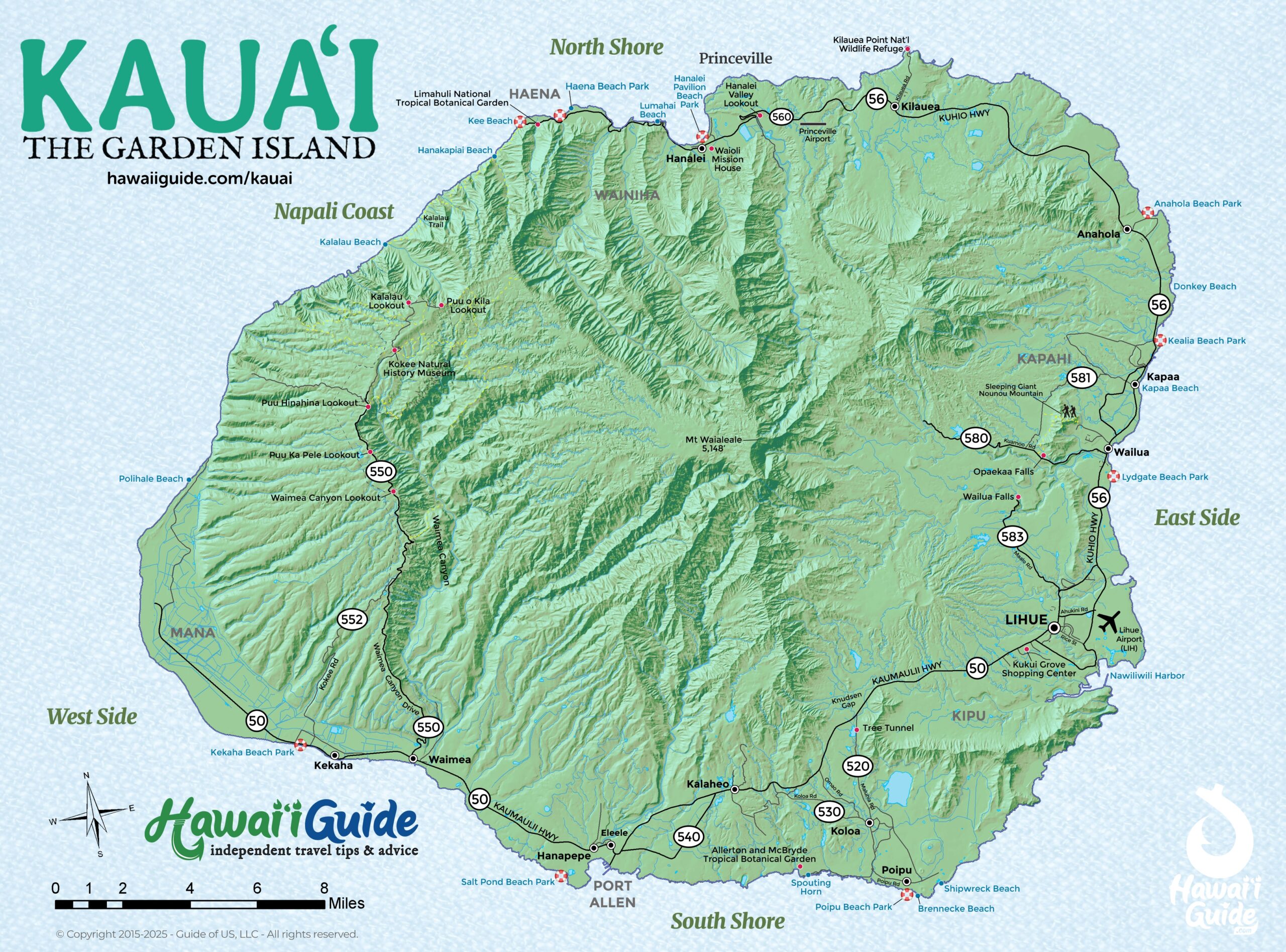 Kauai Maps Updated Travel Map Packet Printable Map HawaiiGuide Kauai Maps Updated Travel Map Packet Printable Map HawaiiGuide