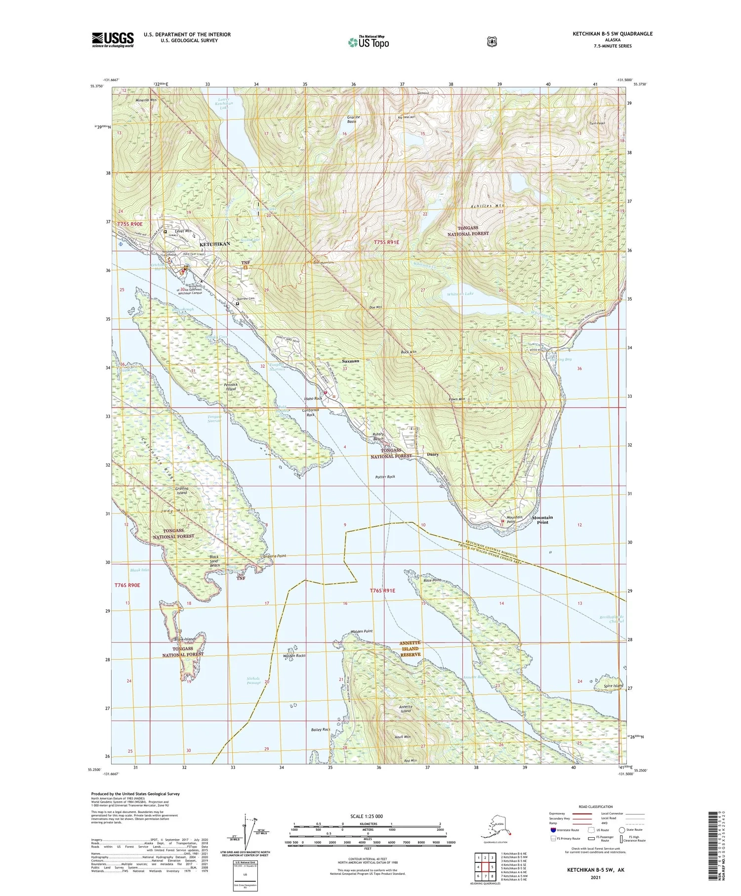 Ketchikan B 5 SW Alaska US Topo Map MyTopo Map Store