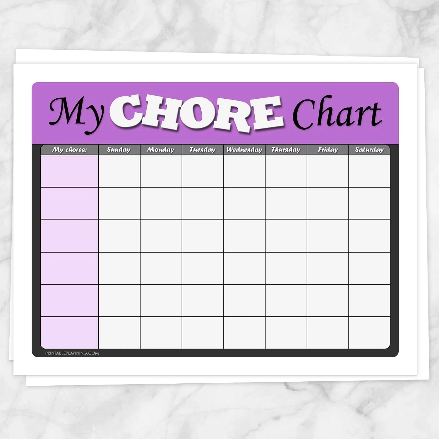 Kids Chore Chart Purple My Chore Chart Weekly Page Printable At Printable Planning For Only 5 95