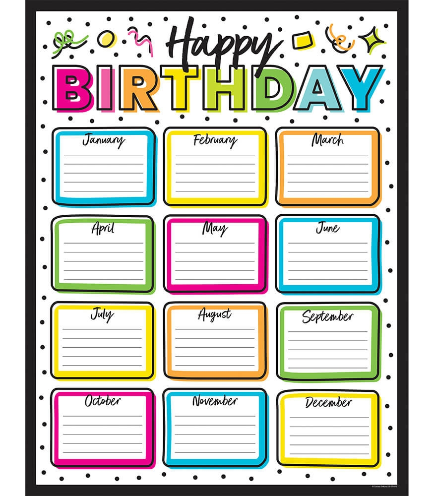 Birthday Chart For Classroom Printable