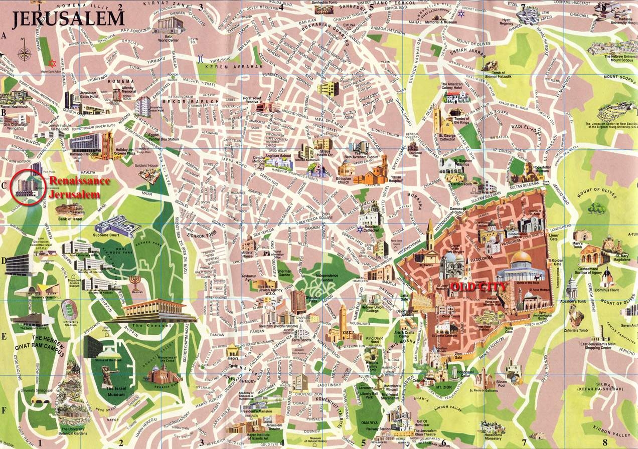 Printable Street Map Of Jerusalem