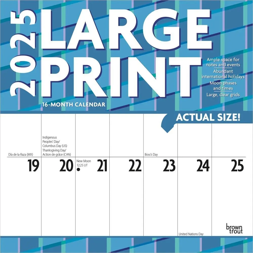 Large Print 2025 Wall Calendar Calendars