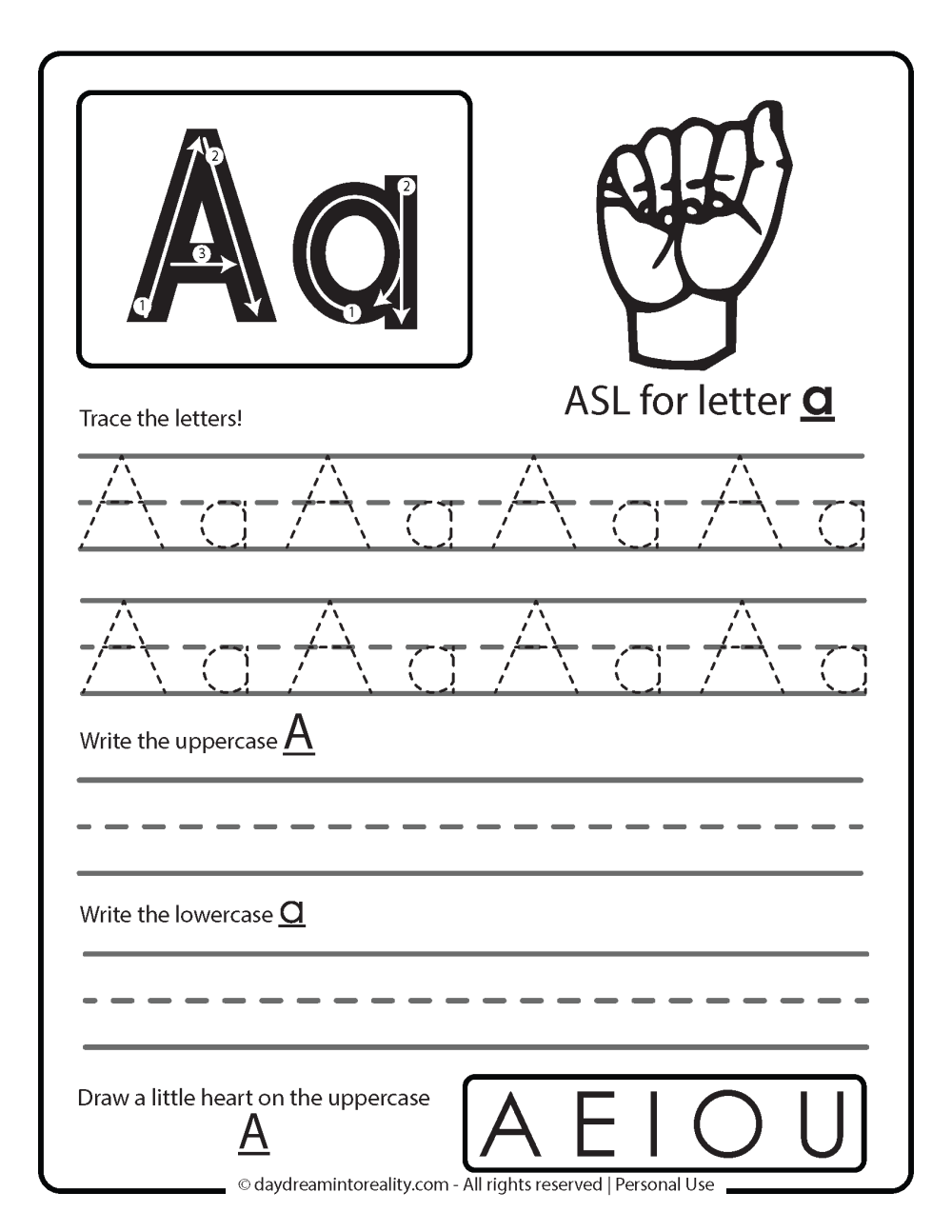 Letter A Worksheets 50 Free PDF Printables Daydream Into Reality