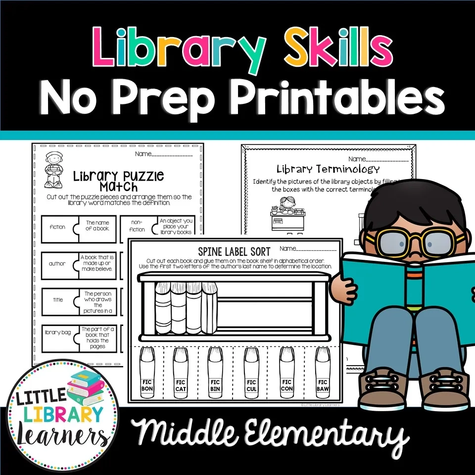 Library Skills No Prep Printables Middle Elementary