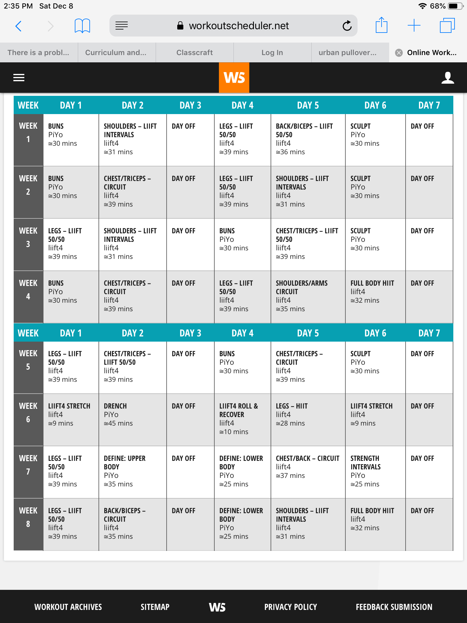 Printable Liift4 Workout Calendar Printable Liift4 Workout Calendar