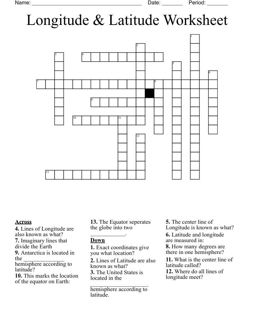 Longitude And Latitude Printable Worksheets