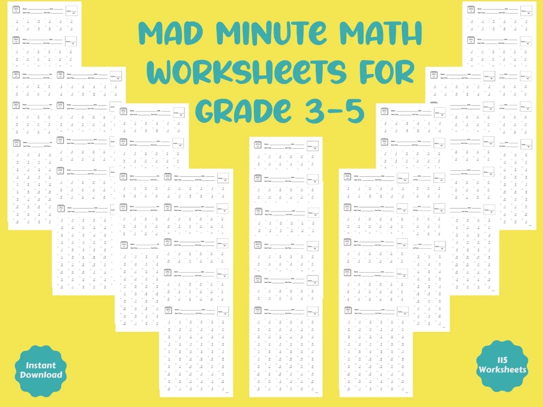 Mad Minute Math Worksheets Digital Download Grade 3 5 Time Test Addition And Subtraction Kids Math Worksheet Etsy Mad Minute Math Worksheets Digital Download Grade 3 5 Time Test Addition And Subtraction Kids Math Worksheet Etsy