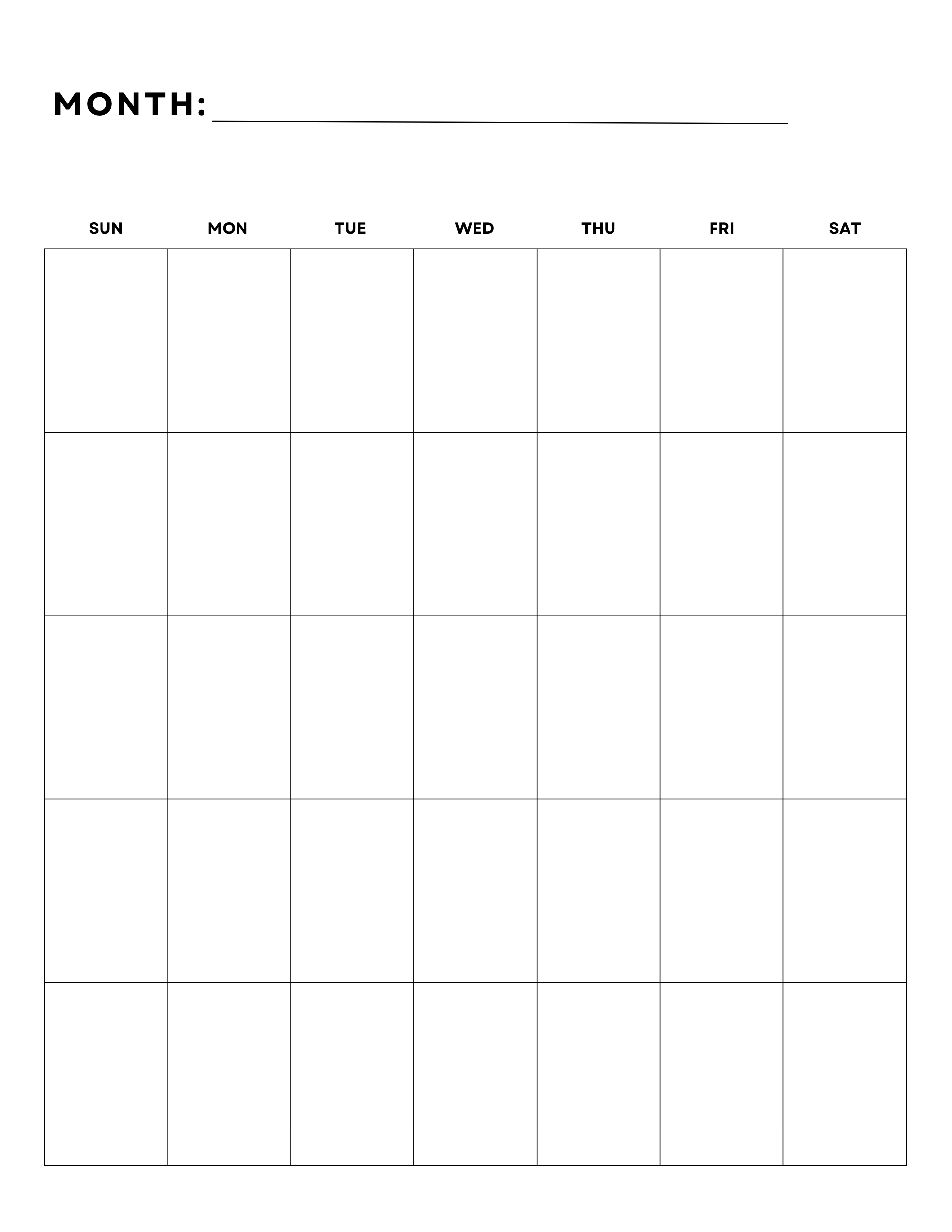 Weekly Blank Calendar Printable
