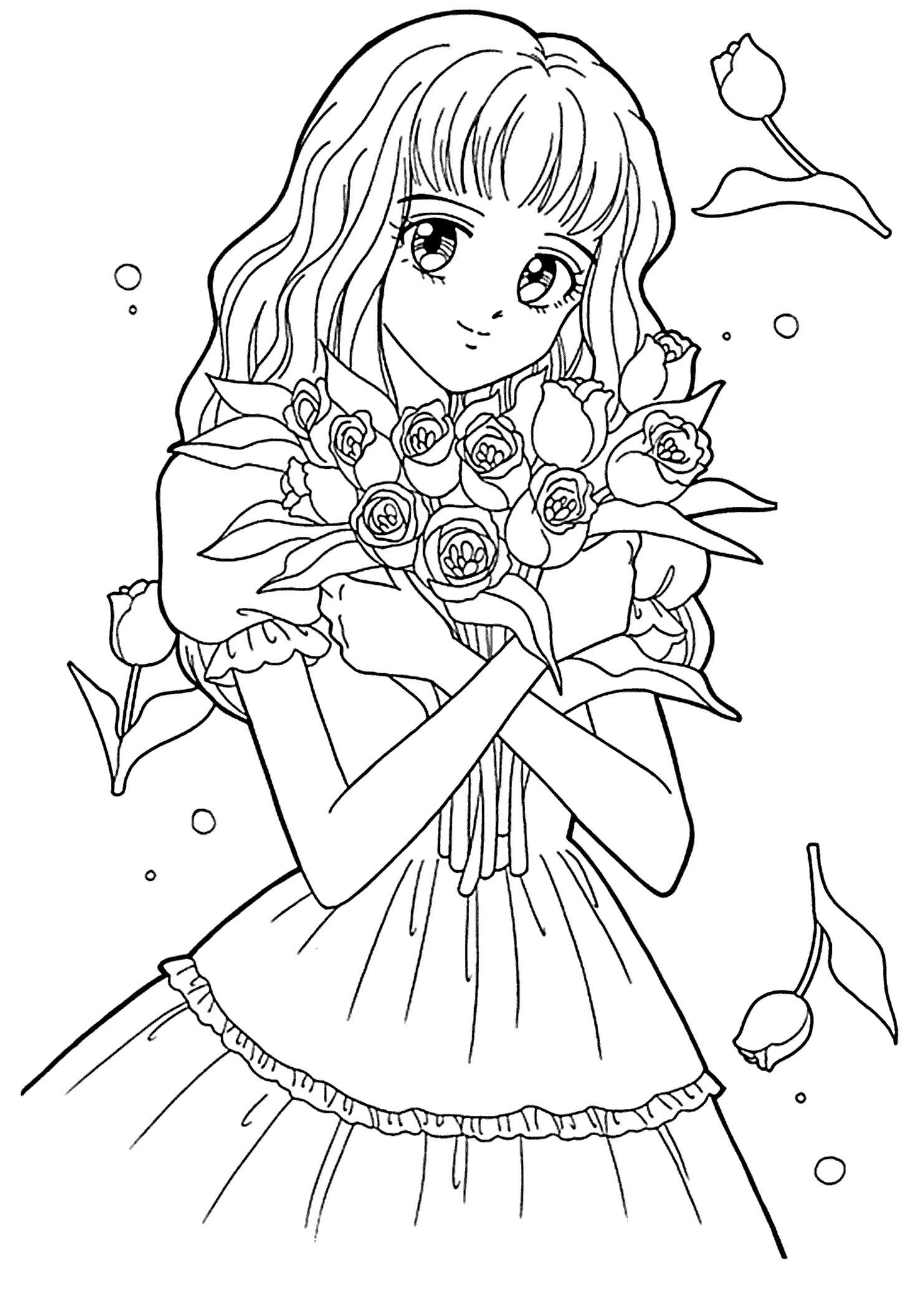 Manga Girl Printable Coloring Page Zumipic