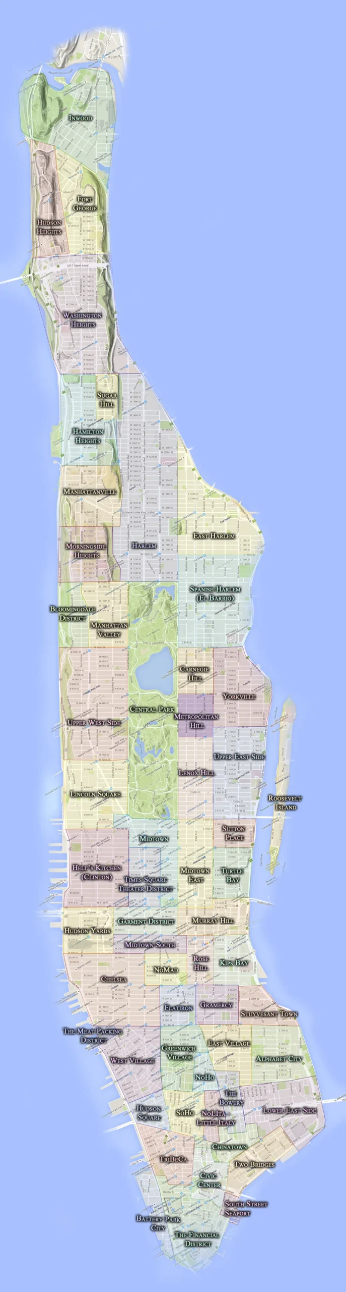 Printable Map Of Manhattan Neighborhoods