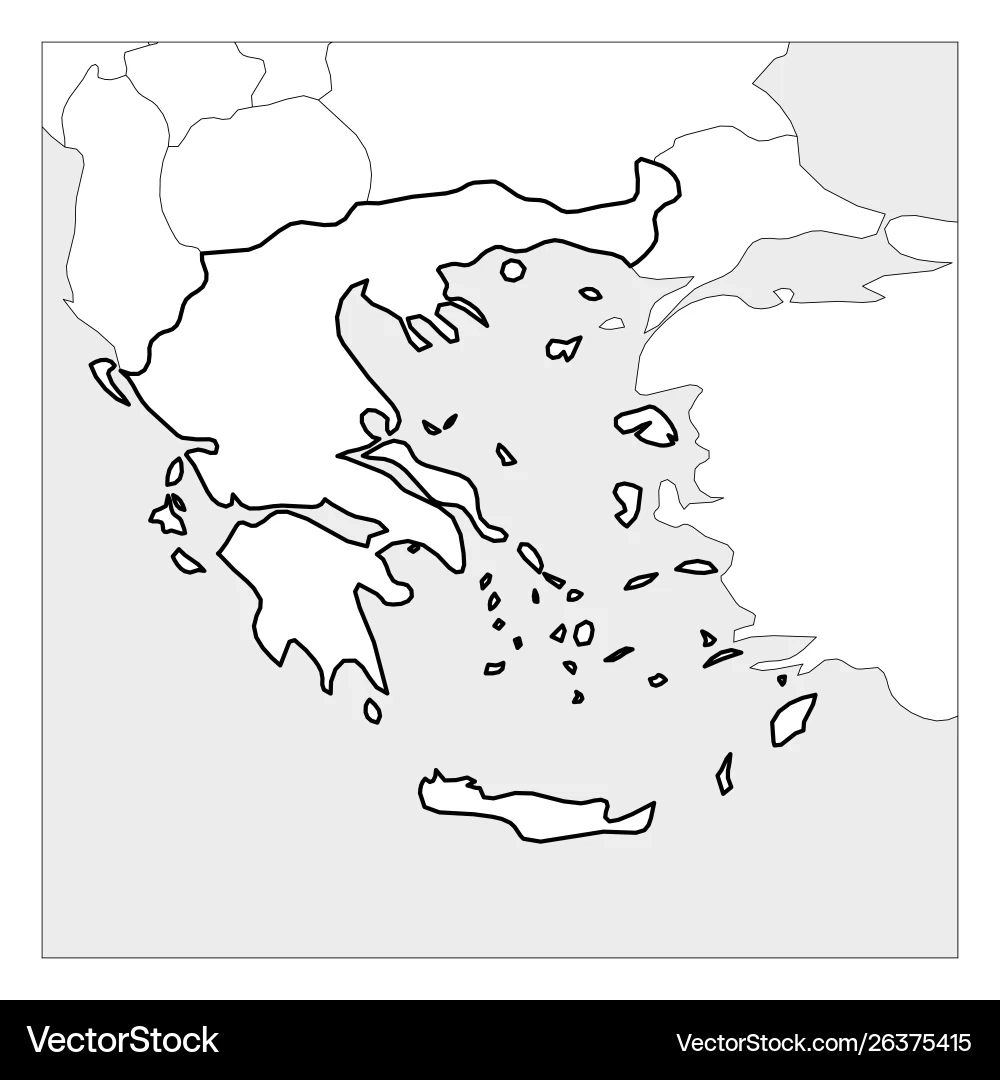 Map Greece Black Thick Outline Highlighted Royalty Free Vector VectorStock