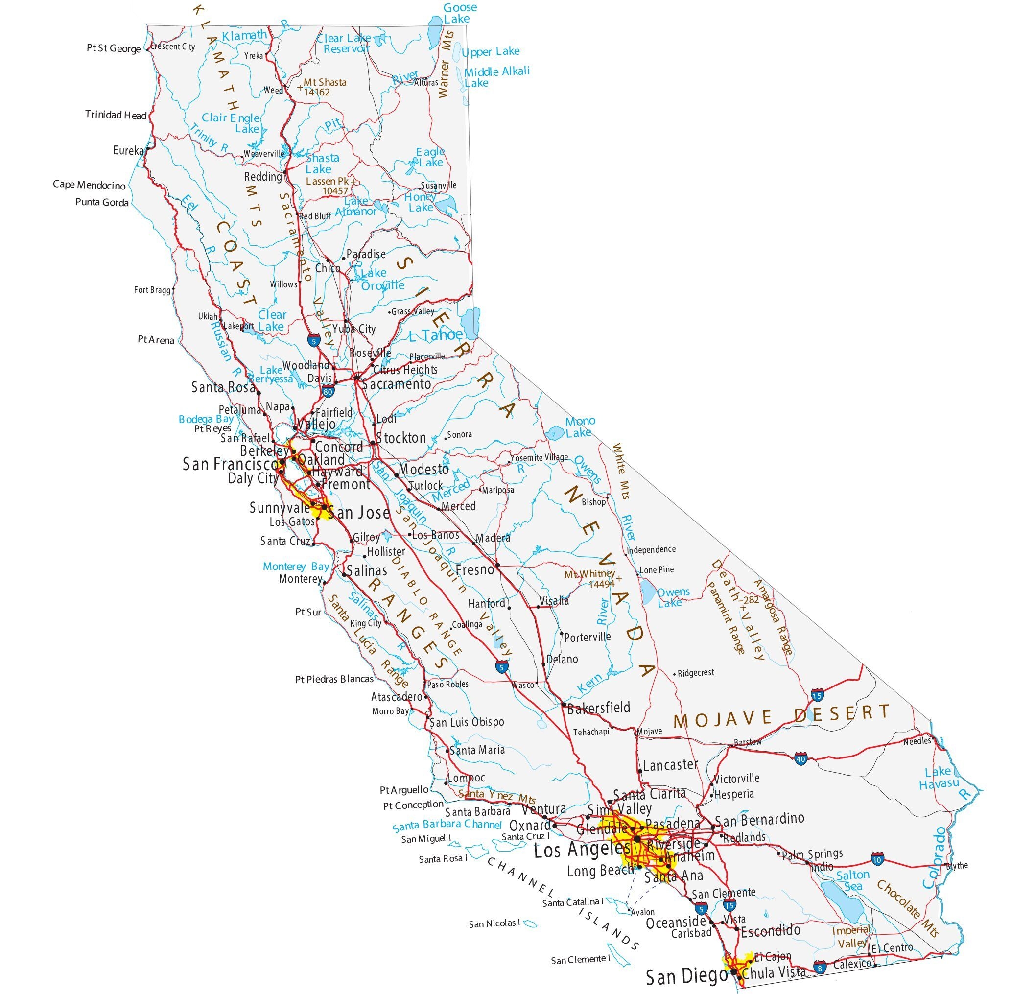 Free Printable Road Map Of California