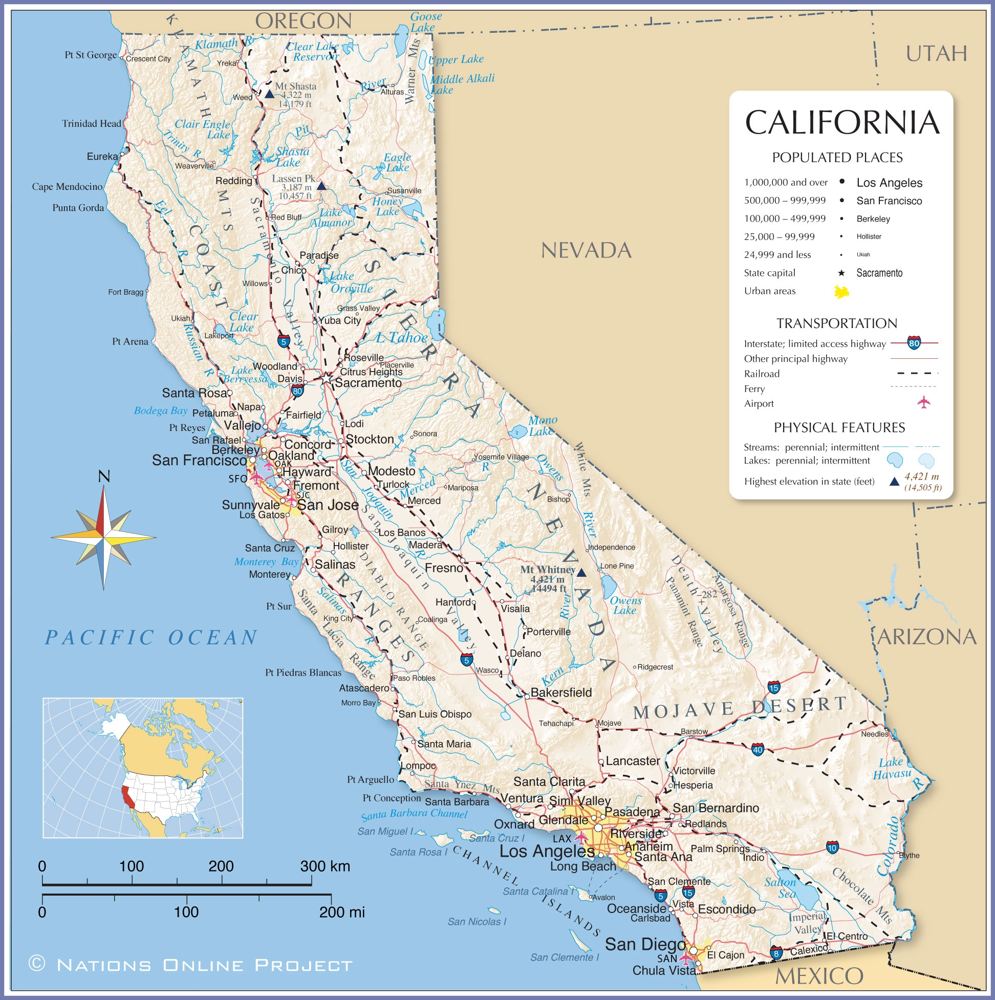 Map Of California Printable