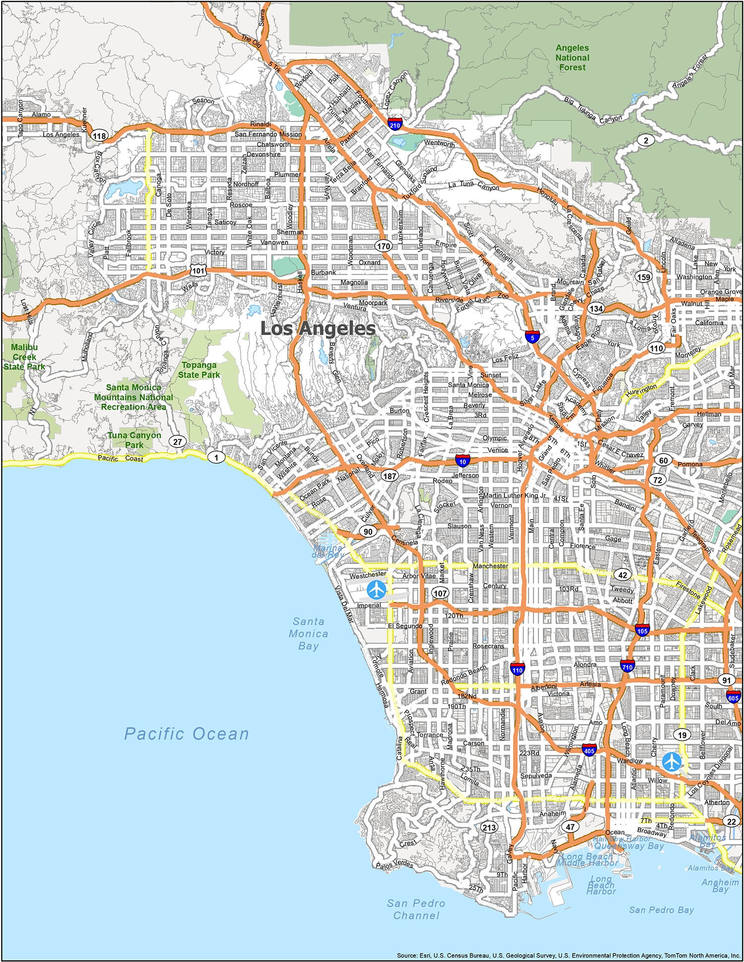 Printable Map Of Los Angeles County