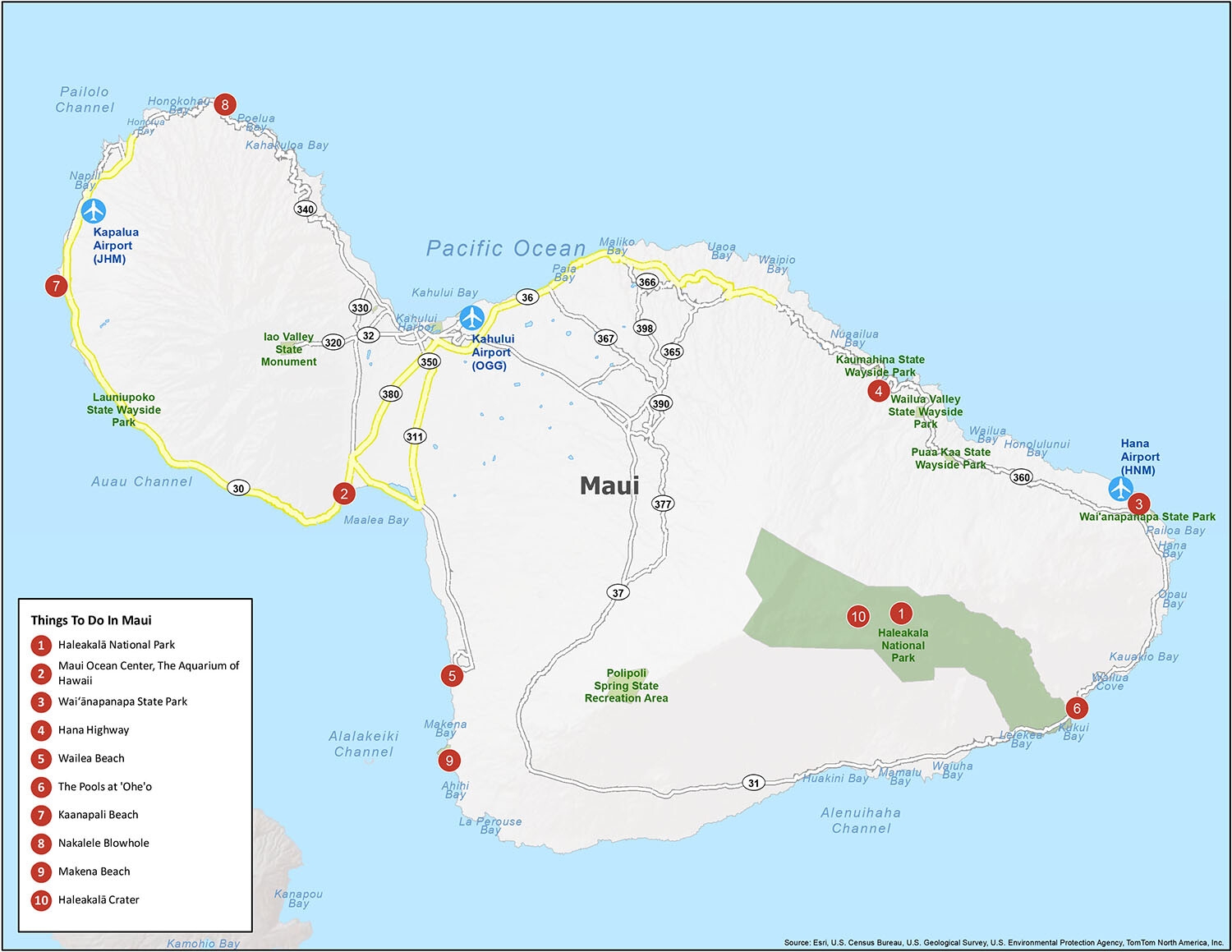 Map Of Maui Island Hawaii GIS Geography