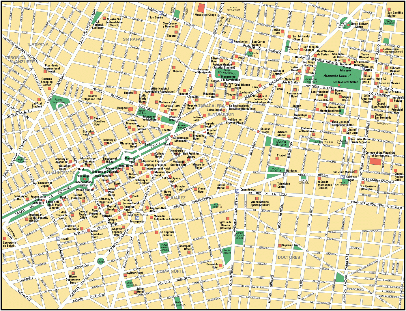 Map Of Mexico City Tourist Attractions Sightseeing Tourist Tour