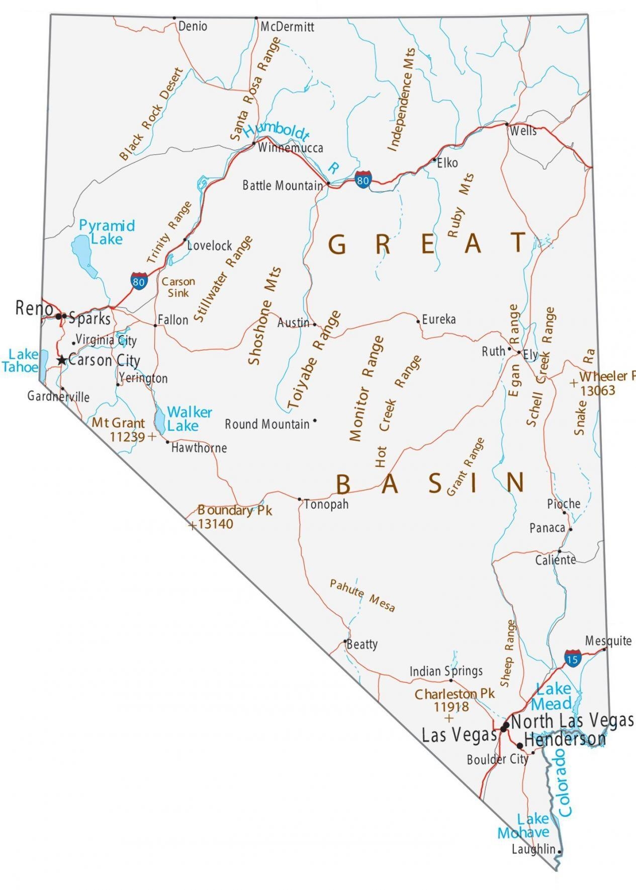 Nevada State Map Printable