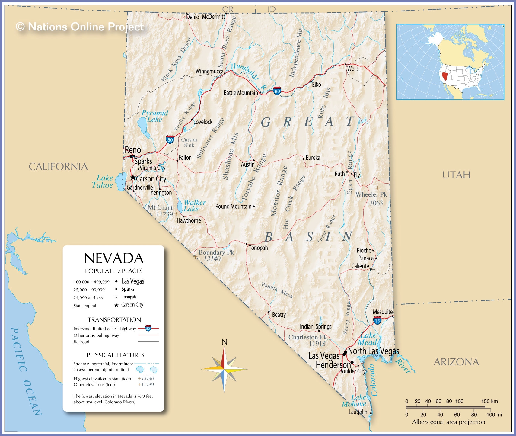 Map Of Nevada State USA Nations Online Project Map Of Nevada State USA Nations Online Project