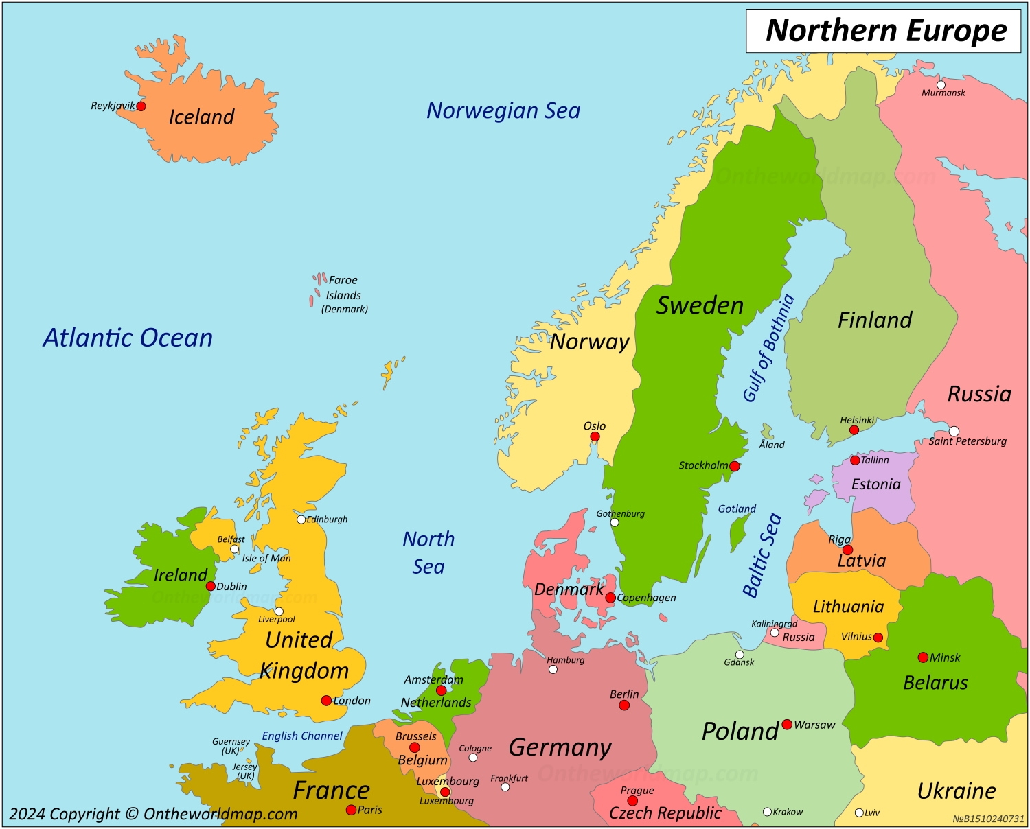 Printable Map Of Northern Europe