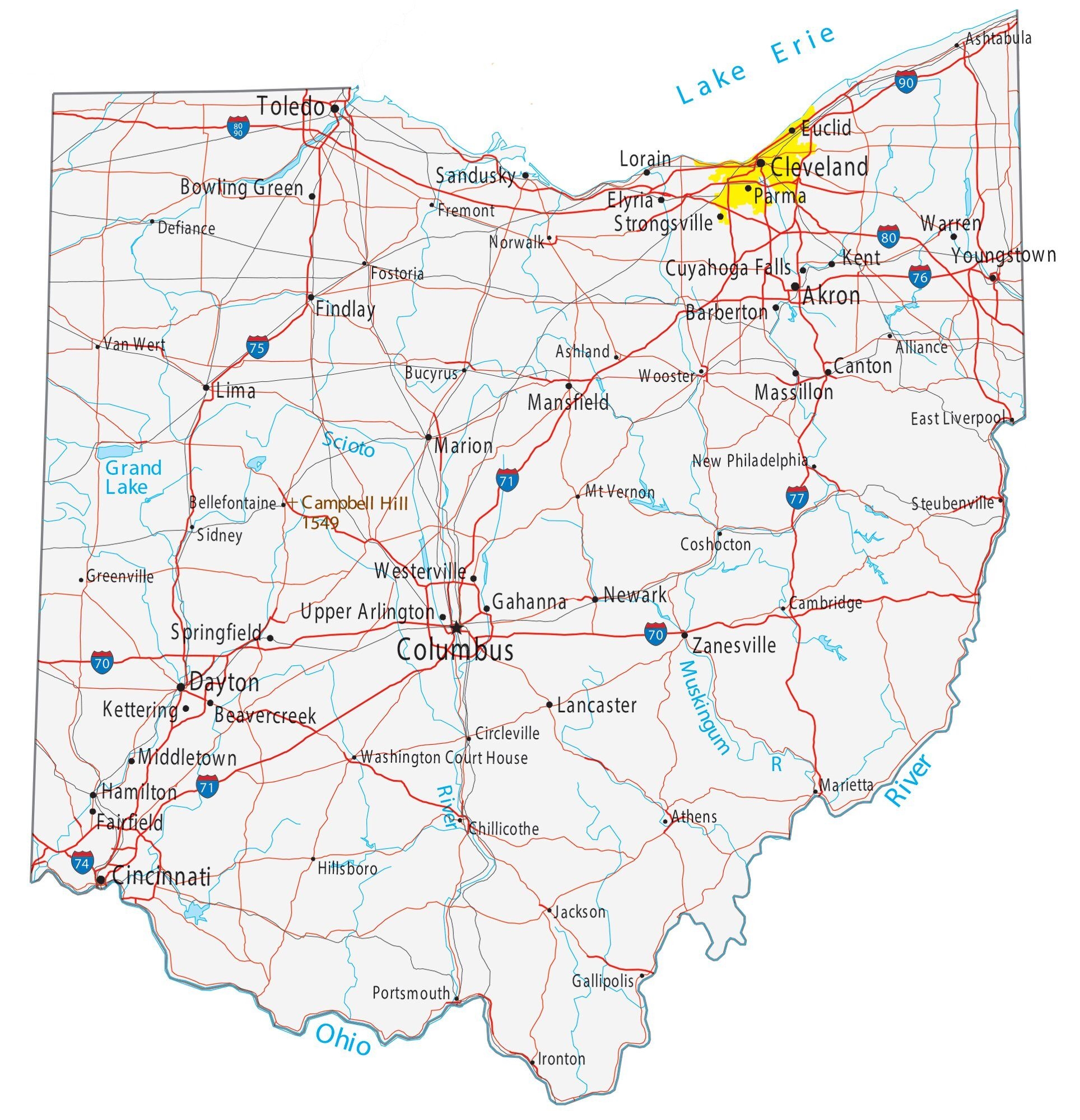 Printable Map Ohio