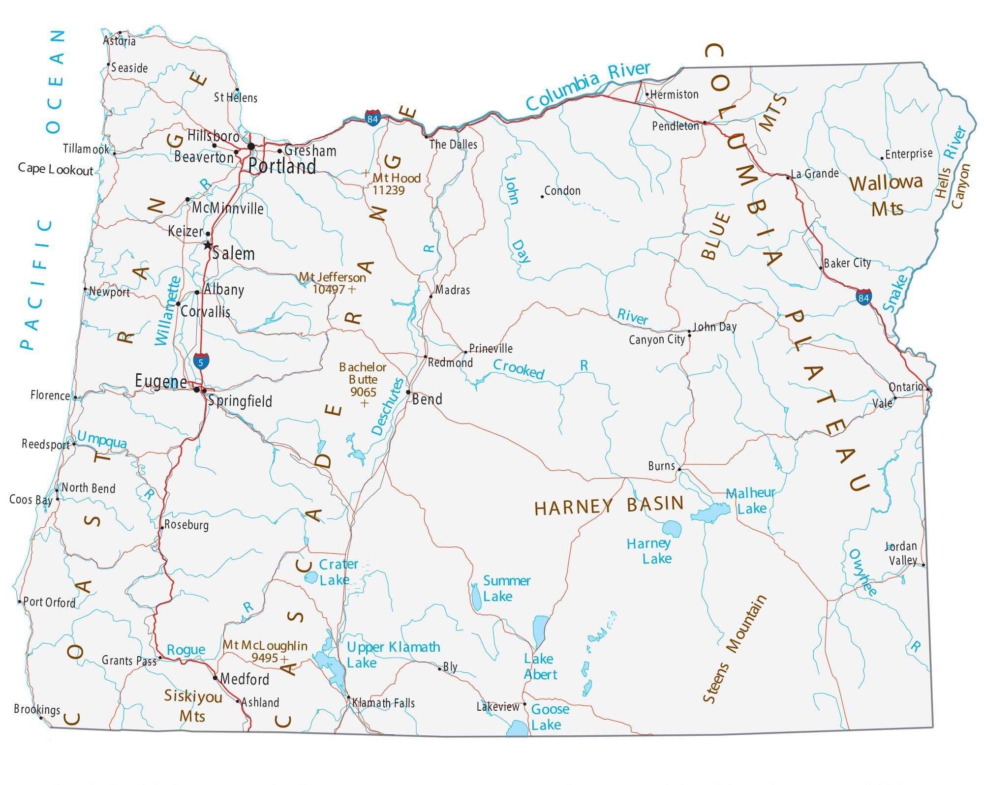 Map Of Oregon Printable