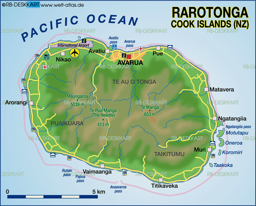 Map Of Rarotonga Cook Islands Island In New Zealand Welt Atlas de