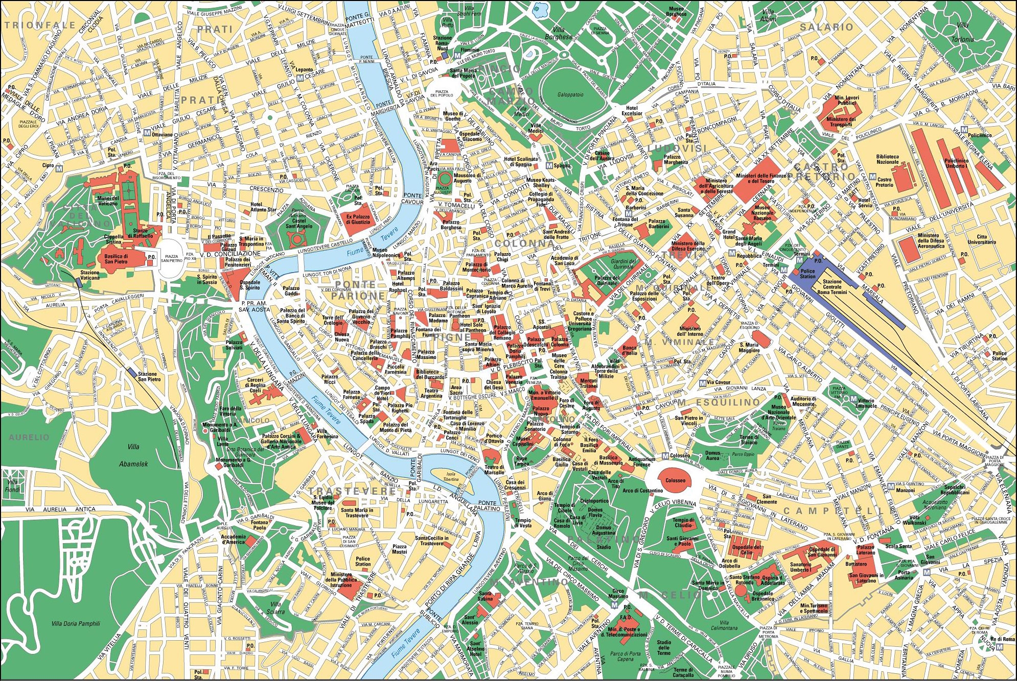 Map Of Rome Tourist Attractions Sightseeing U0026 Tourist Tour