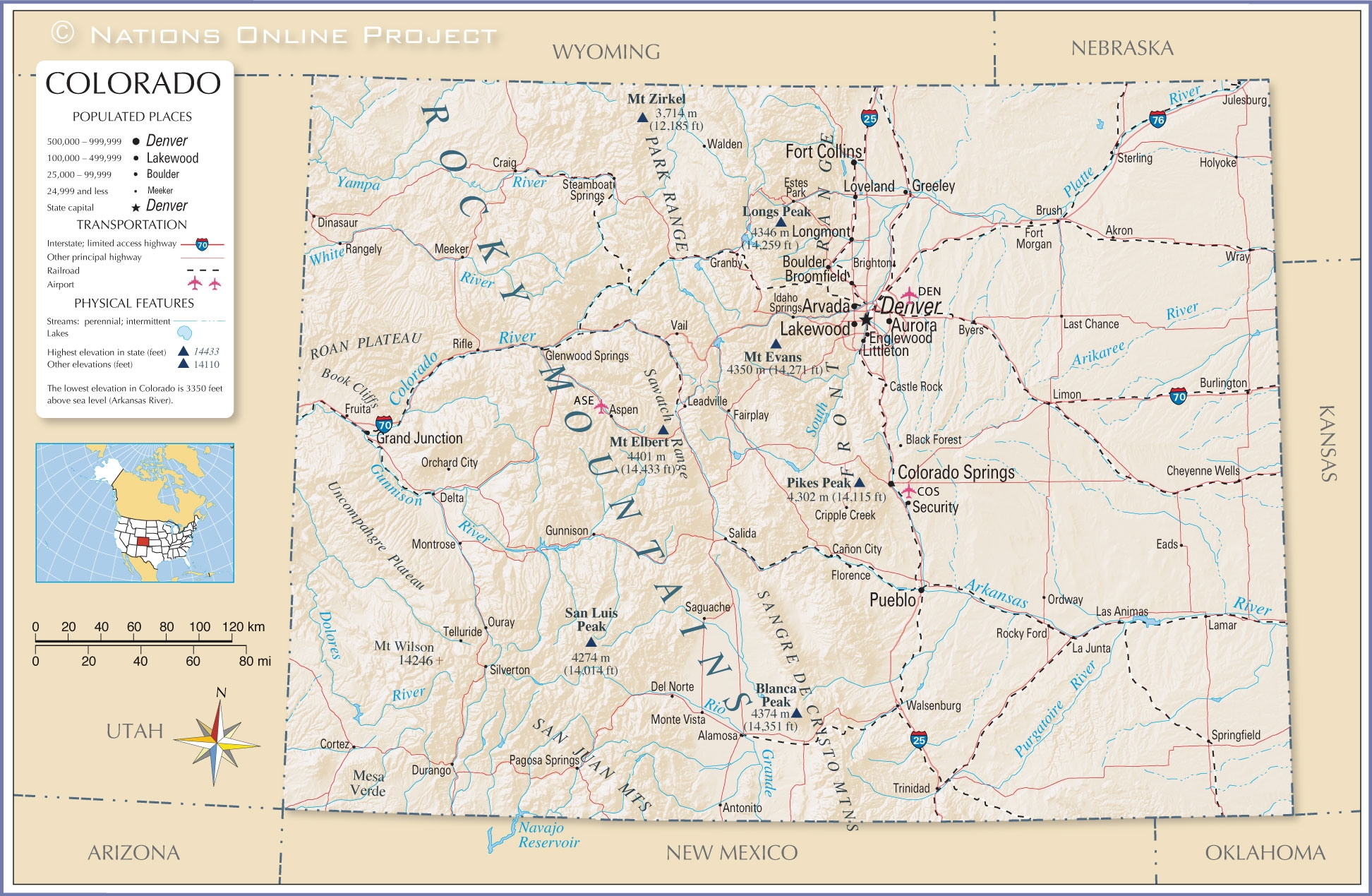 Map Of Colorado Printable