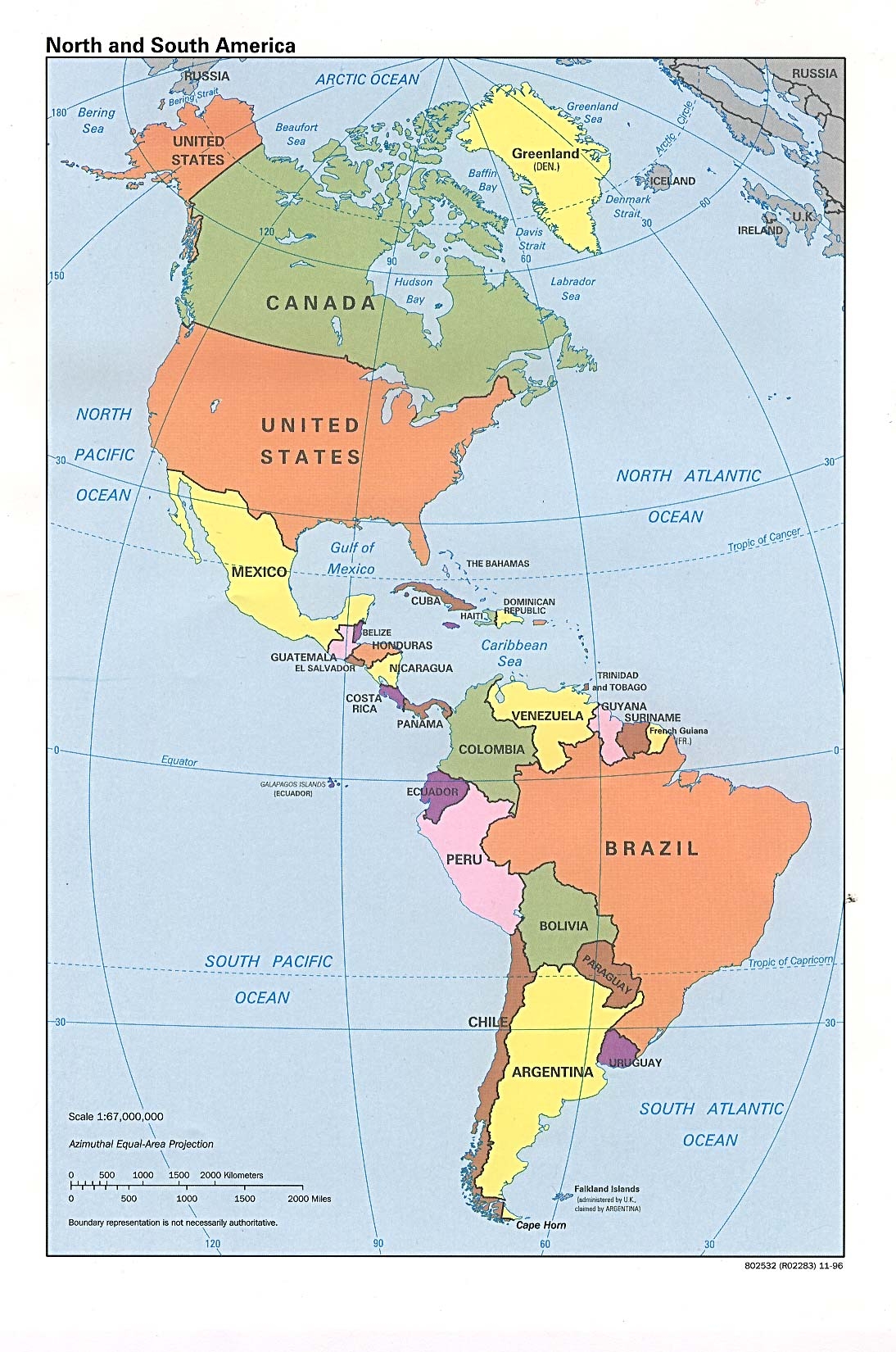 Western Hemisphere Map Printable