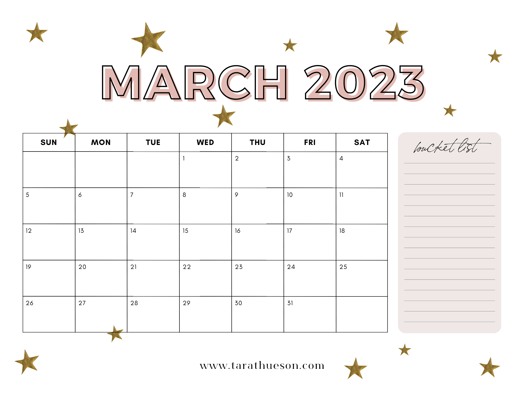 March Printable Calender